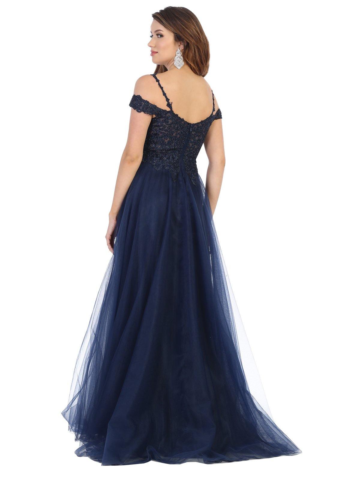 Prom Plus Size Homecoming Off Shoulder Long Dress - The Dress Outlet May Queen