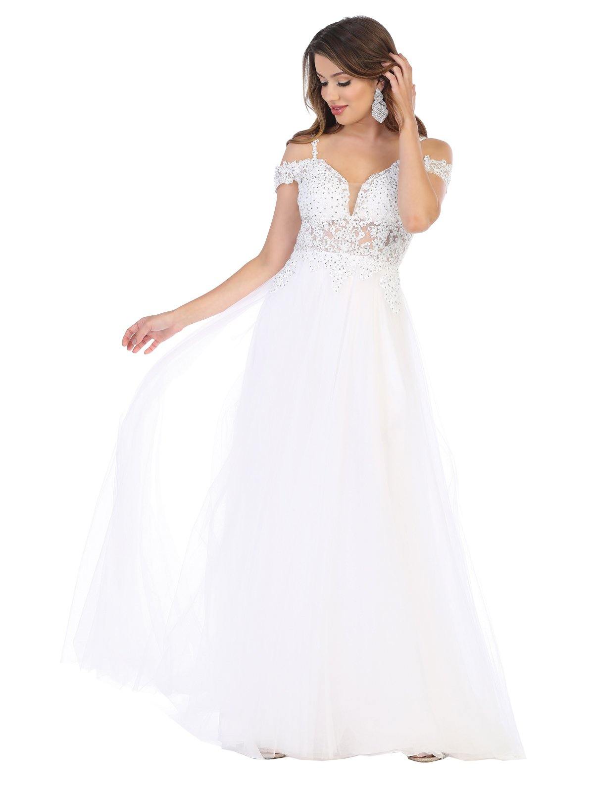 Prom Plus Size Homecoming Off Shoulder Long Dress - The Dress Outlet May Queen