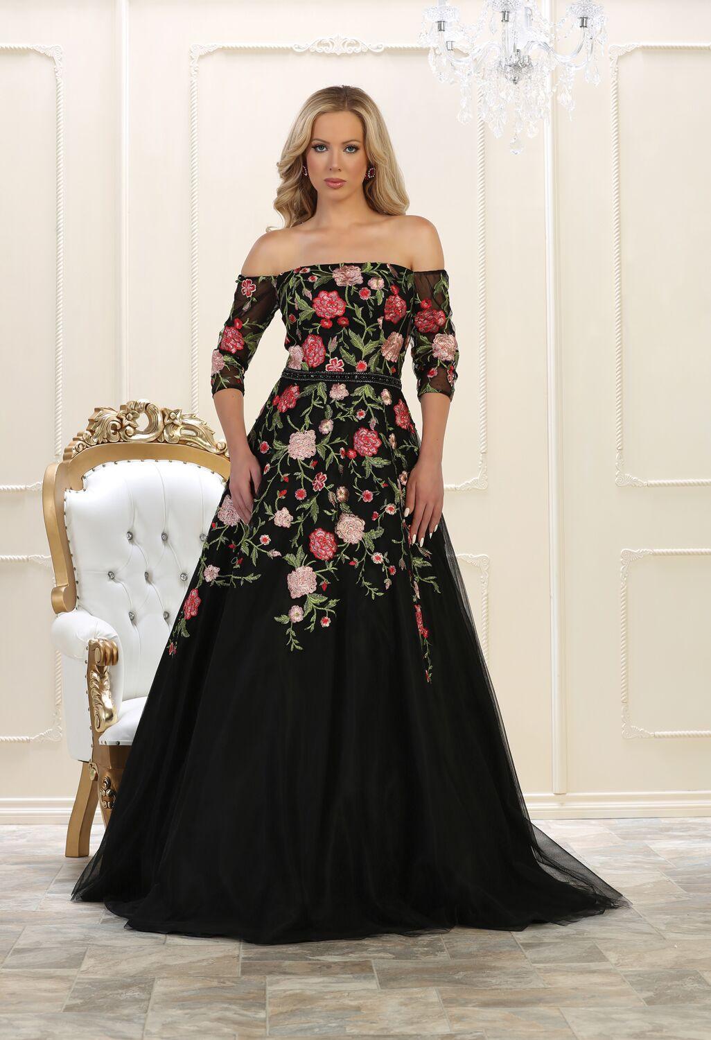 Prom Plus Size Long Formal Dress Black Ball Gown - The Dress Outlet May Queen