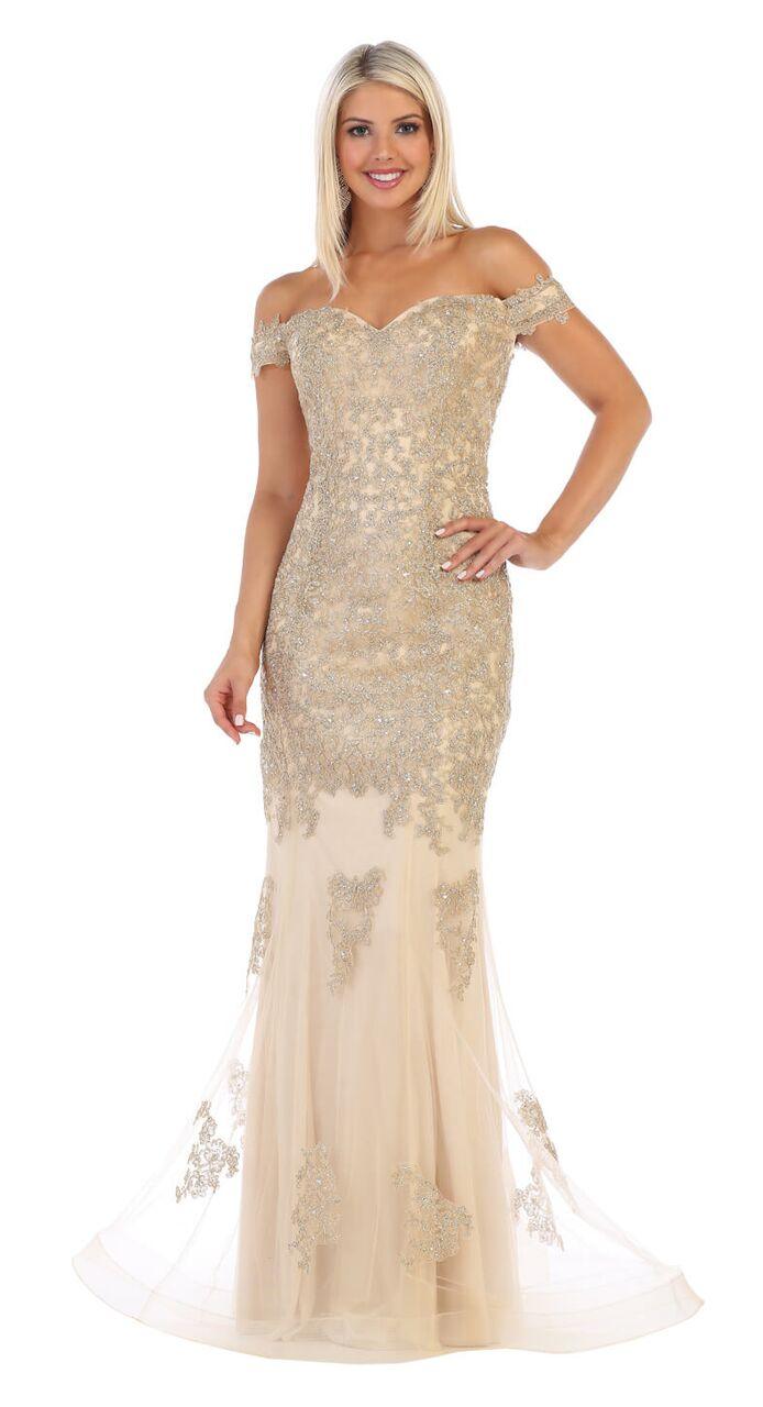 Prom Plus Size Long Formal Off Shoulder Evening Dress - The Dress Outlet May Queen