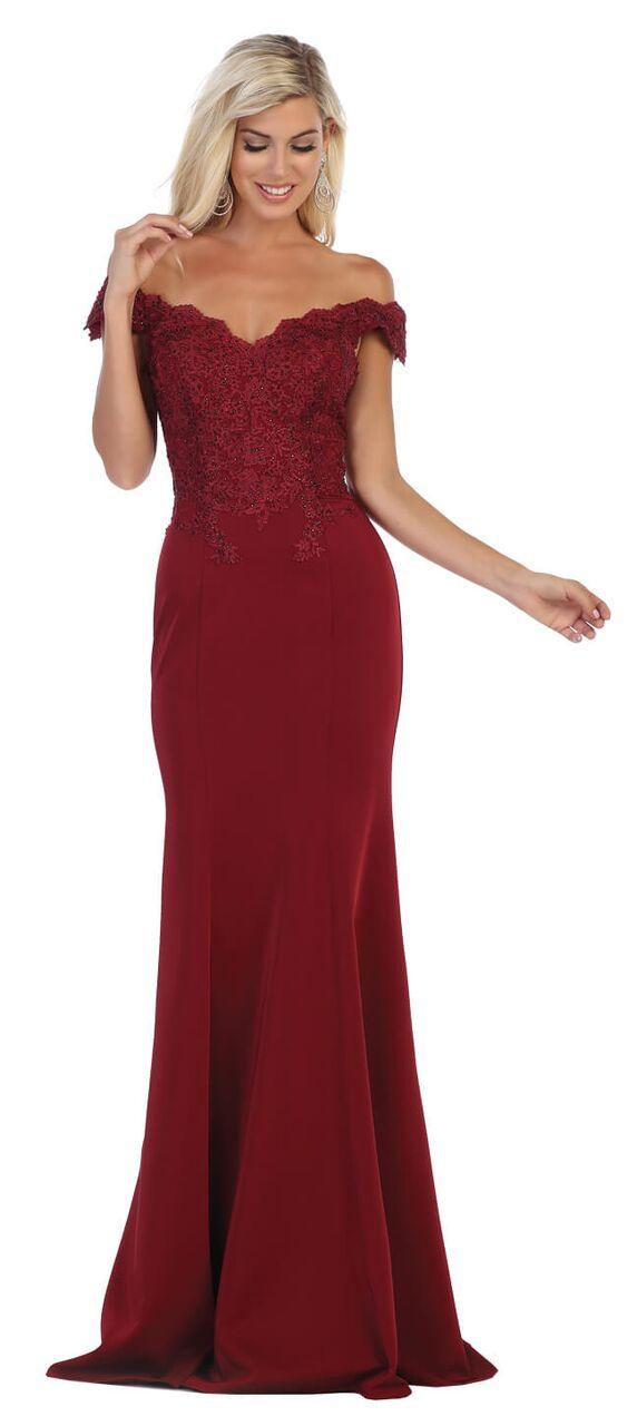 Prom Plus Size Off the Shoulder Long Formal Dress - The Dress Outlet May Queen