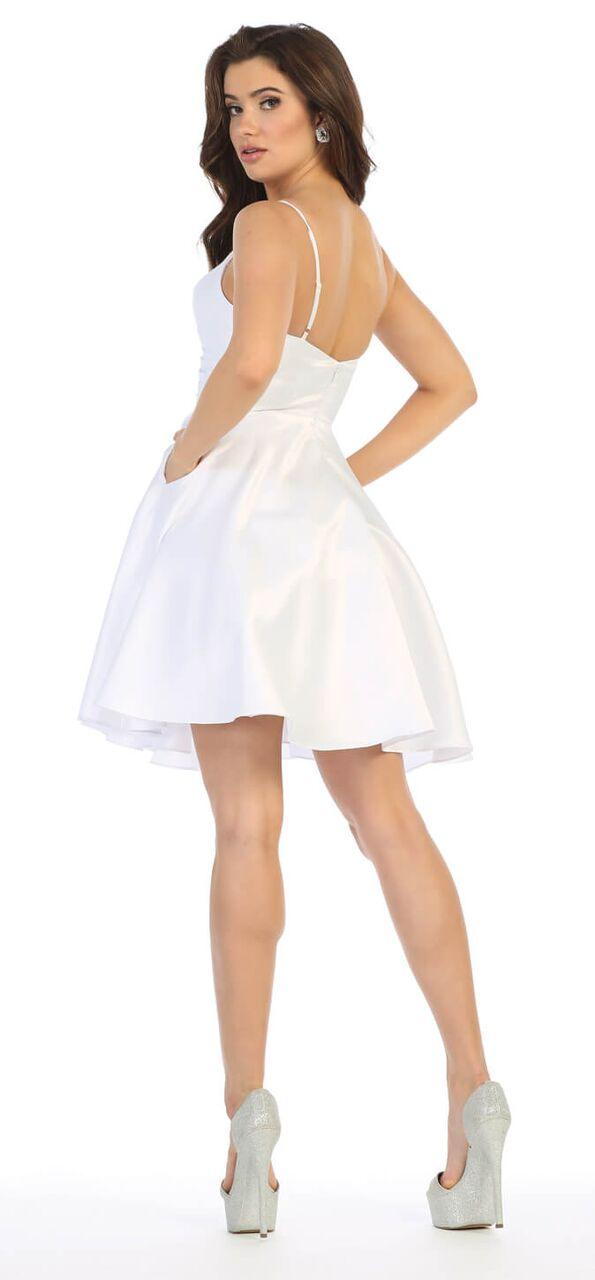 Prom Short Spaghetti Strap Cocktail Party Satin Dress - The Dress Outlet May Queen