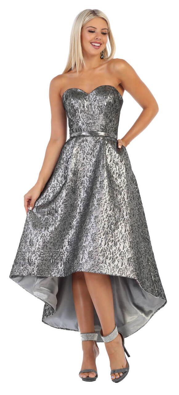 Prom Strapless Short Long High Low Gown - The Dress Outlet May Queen