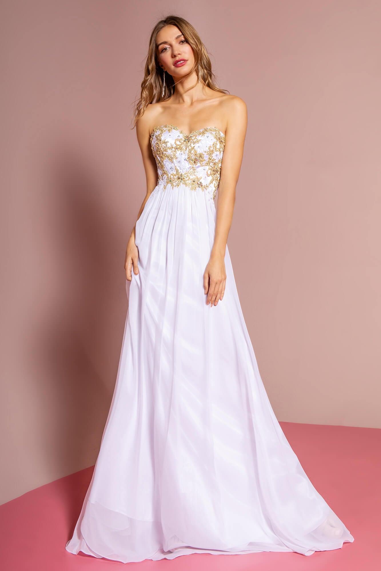 Prom Strapless Sweetheart Chiffon Long Formal Dress - The Dress Outlet Elizabeth K