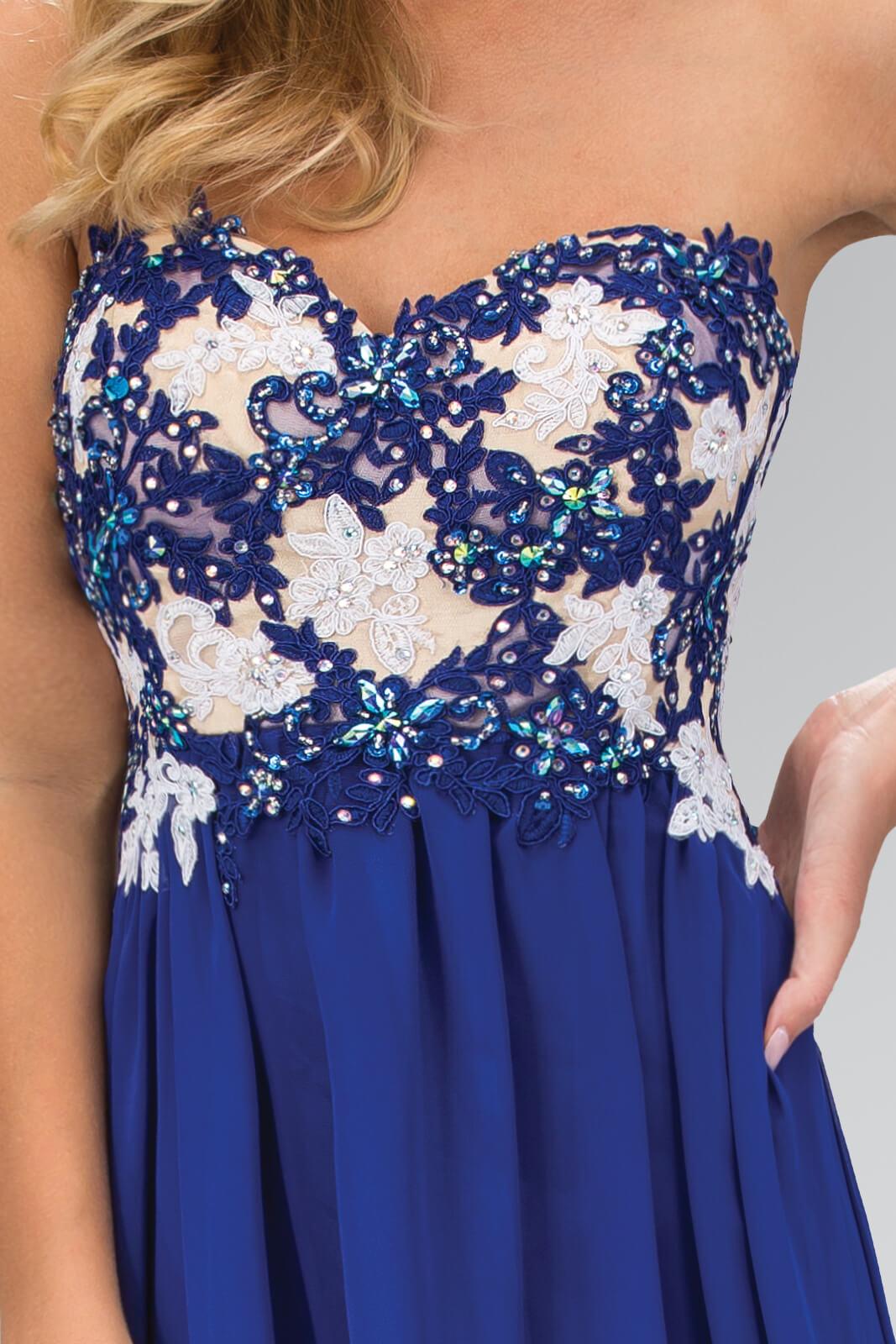 Prom Strapless Sweetheart Chiffon Long Formal Dress - The Dress Outlet Elizabeth K