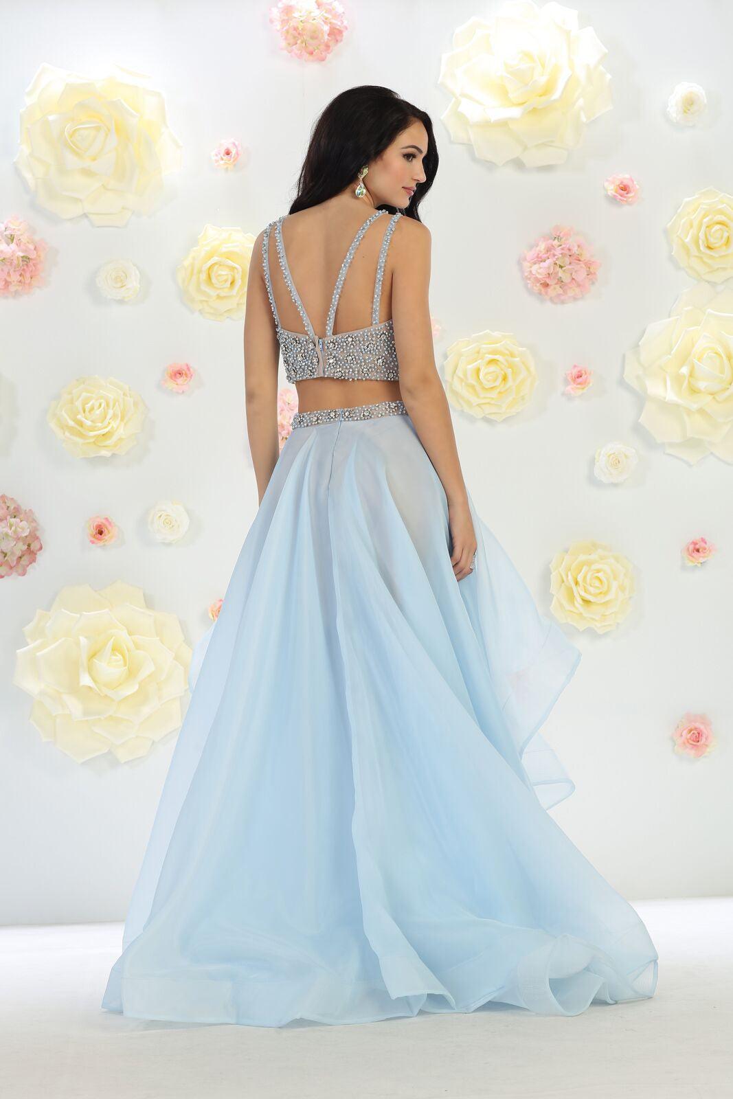 Prom Two Piece Set Homecoming Formal High Low Dress - The Dress Outlet May Queen