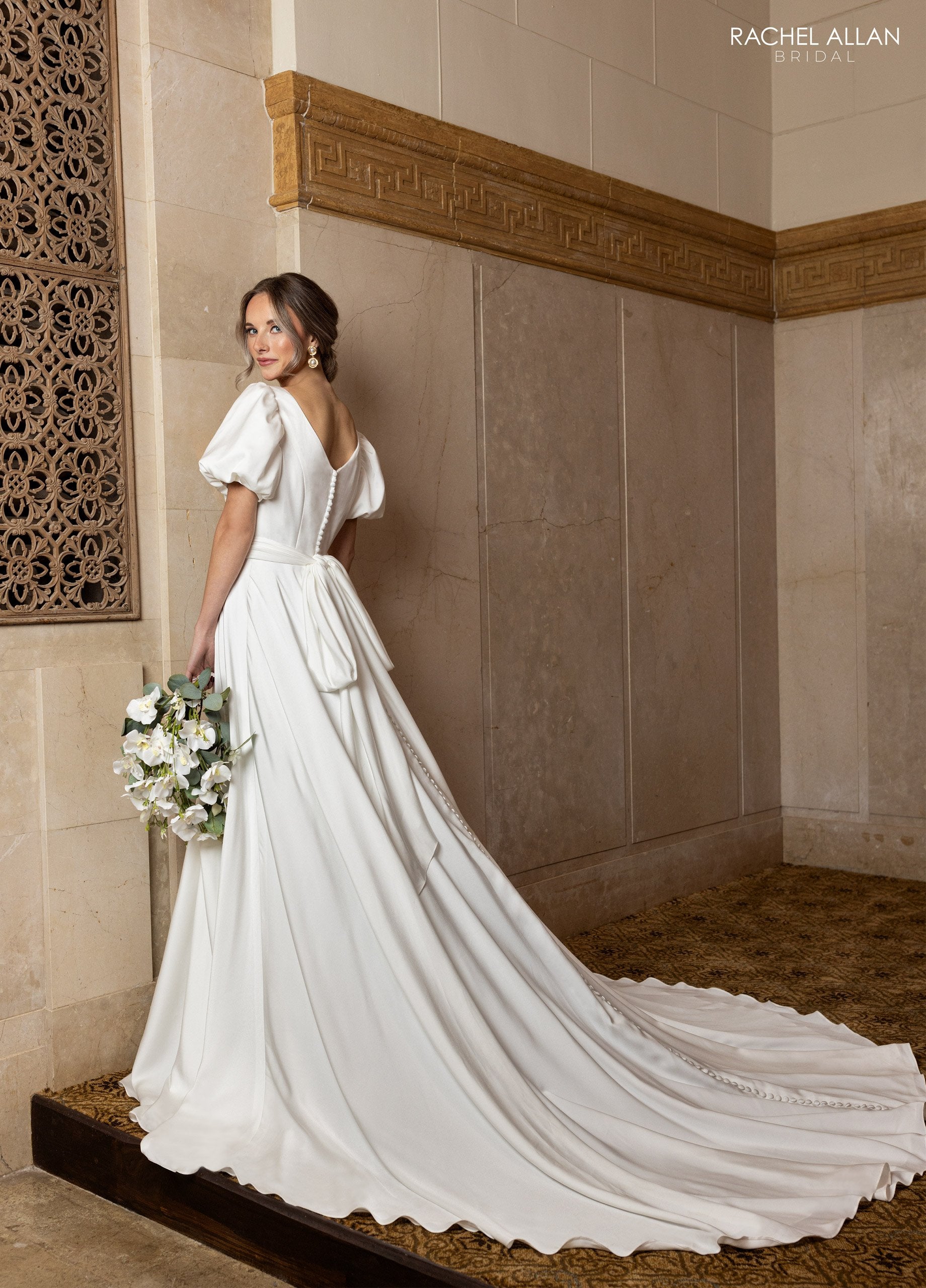 Wedding Dresses Long Puff Sleeve Wedding Dress Ivory