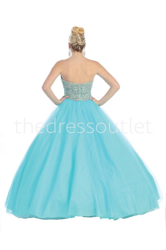 Quinceanera Ball Gown Plus Size Prom Long Dress - The Dress Outlet May Queen