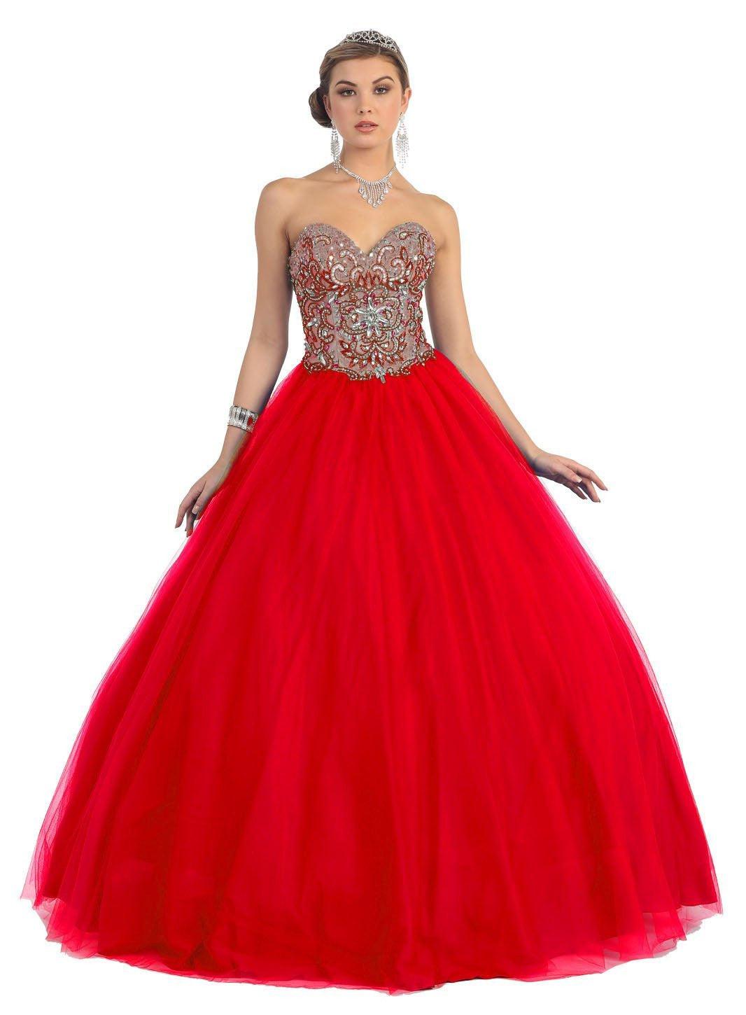 Quinceanera Ball Gown Plus Size Prom Long Dress - The Dress Outlet May Queen