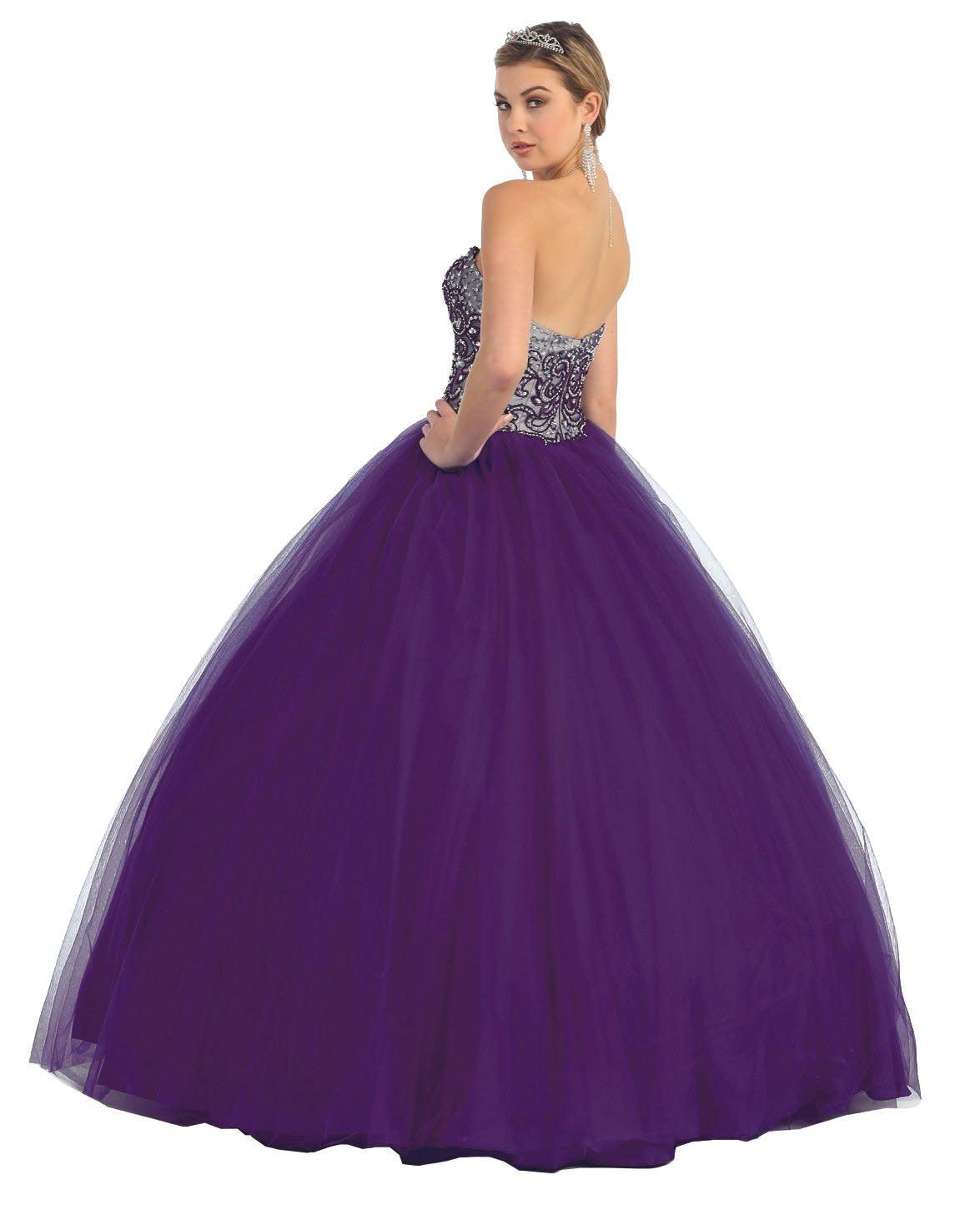 Quinceanera Ball Gown Plus Size Prom Long Dress - The Dress Outlet May Queen