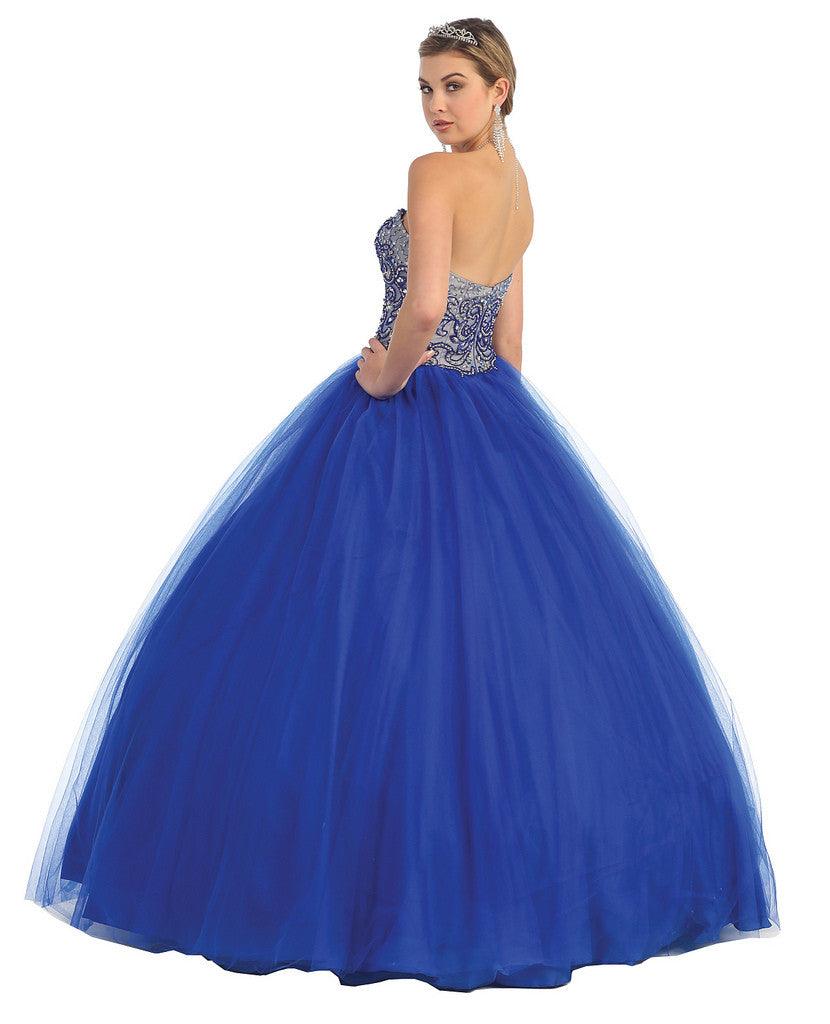 Quinceanera Ball Gown Plus Size Prom Long Dress - The Dress Outlet May Queen
