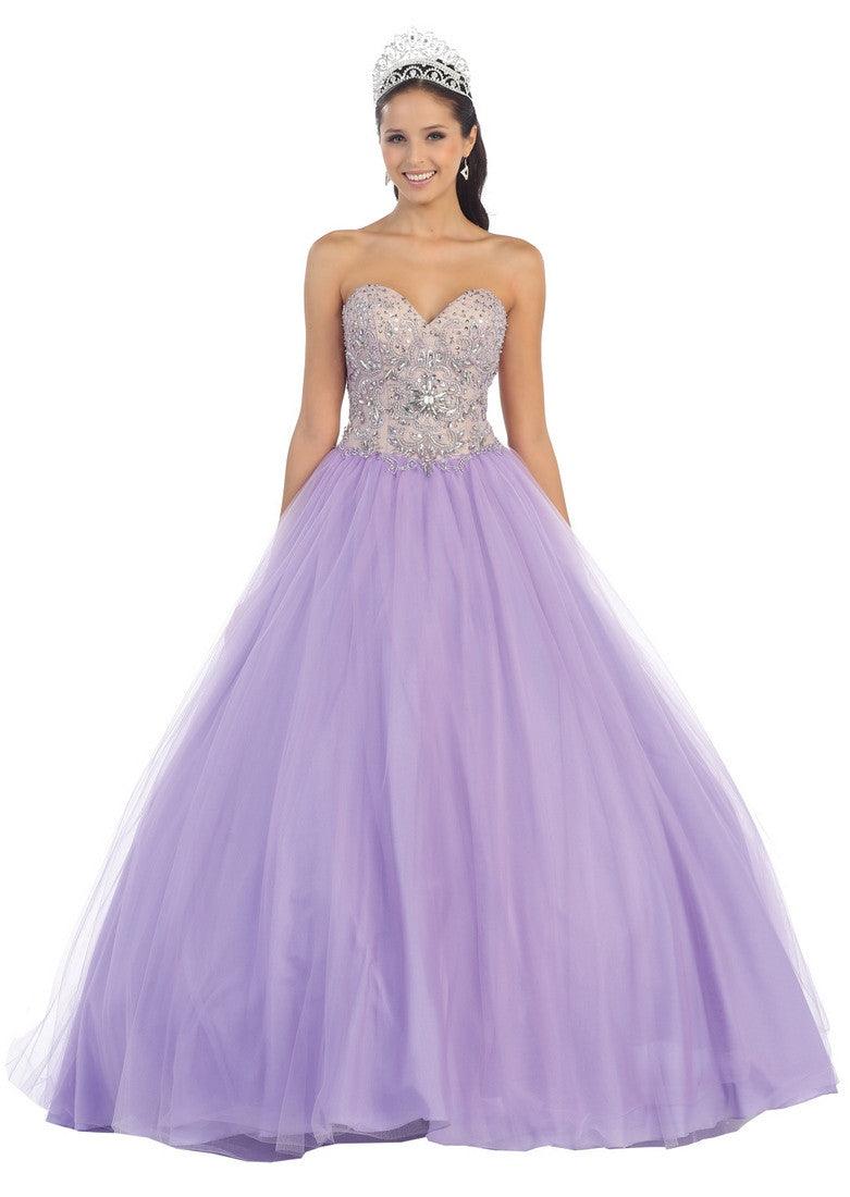 Quinceanera Ball Gown Plus Size Prom Long Dress - The Dress Outlet May Queen