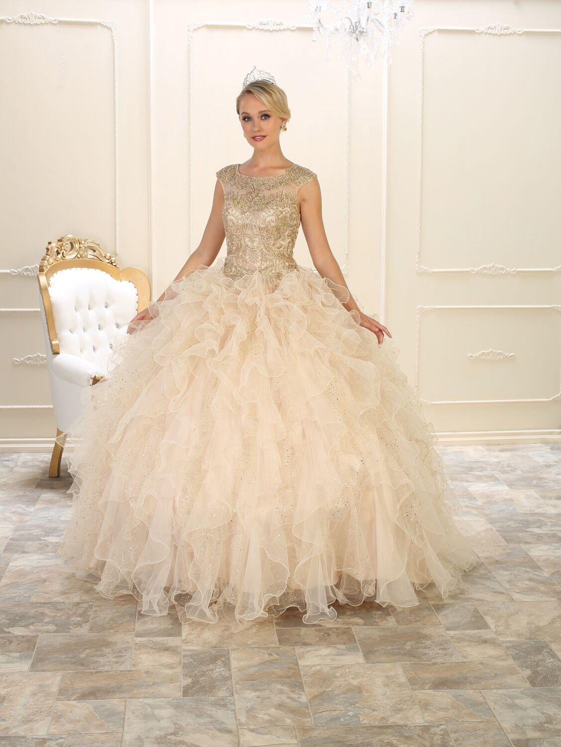 Quinceanera Long Quinceanera Sweet 16 Dress Ball Gown - The Dress Outlet May Queen