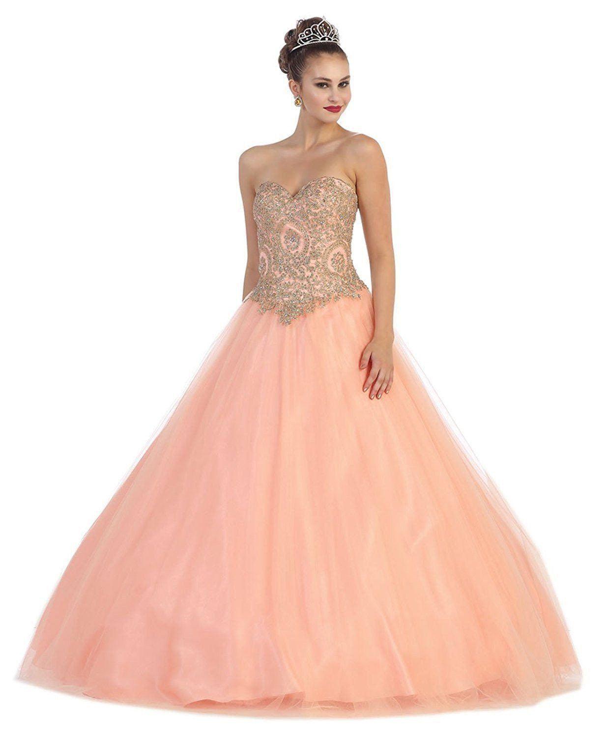 Quinceanera Quinceanera Long Prom Dress Ball Gown Formal - The Dress Outlet May Queen