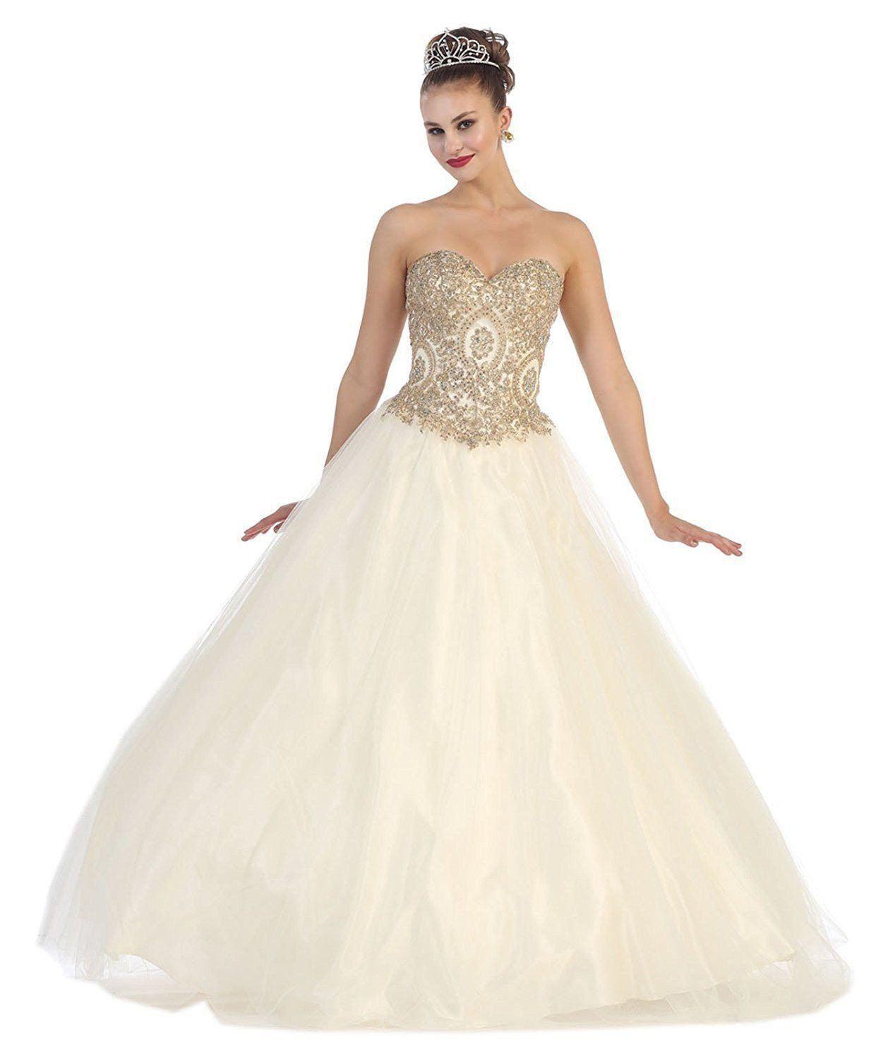 Quinceanera Quinceanera Long Prom Dress Ball Gown Formal - The Dress Outlet May Queen