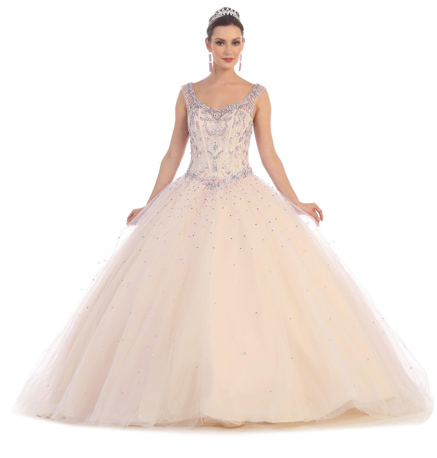 Quinceanera Quinceanera Sweet 16 Ball Gown Prom Long Dress - The Dress Outlet May Queen