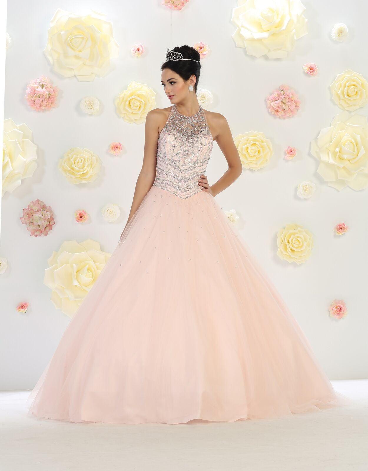 Quinceanera Sweet 16 Long Prom Ball Gown - The Dress Outlet May Queen