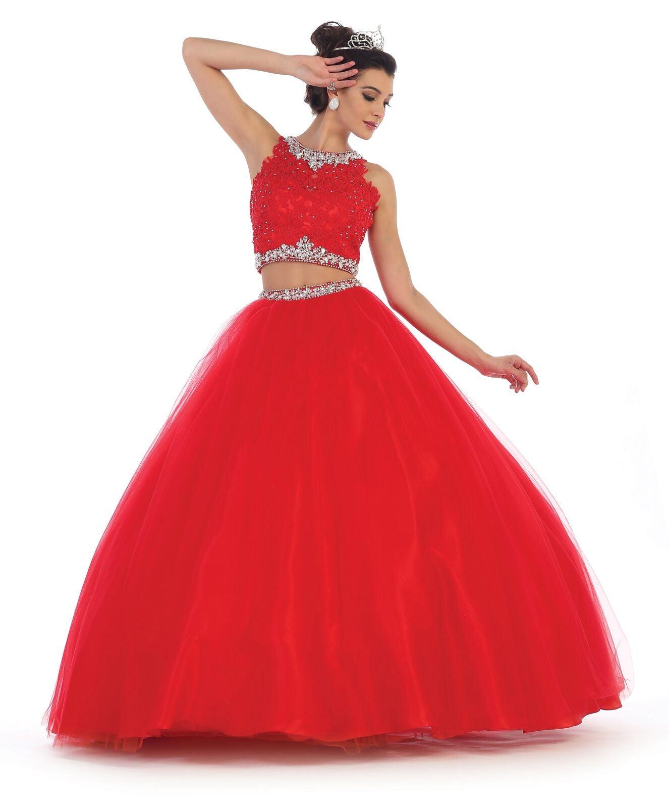 Quinceanera Two PieceBall Gown Sweet 16 Dress - The Dress Outlet May Queen