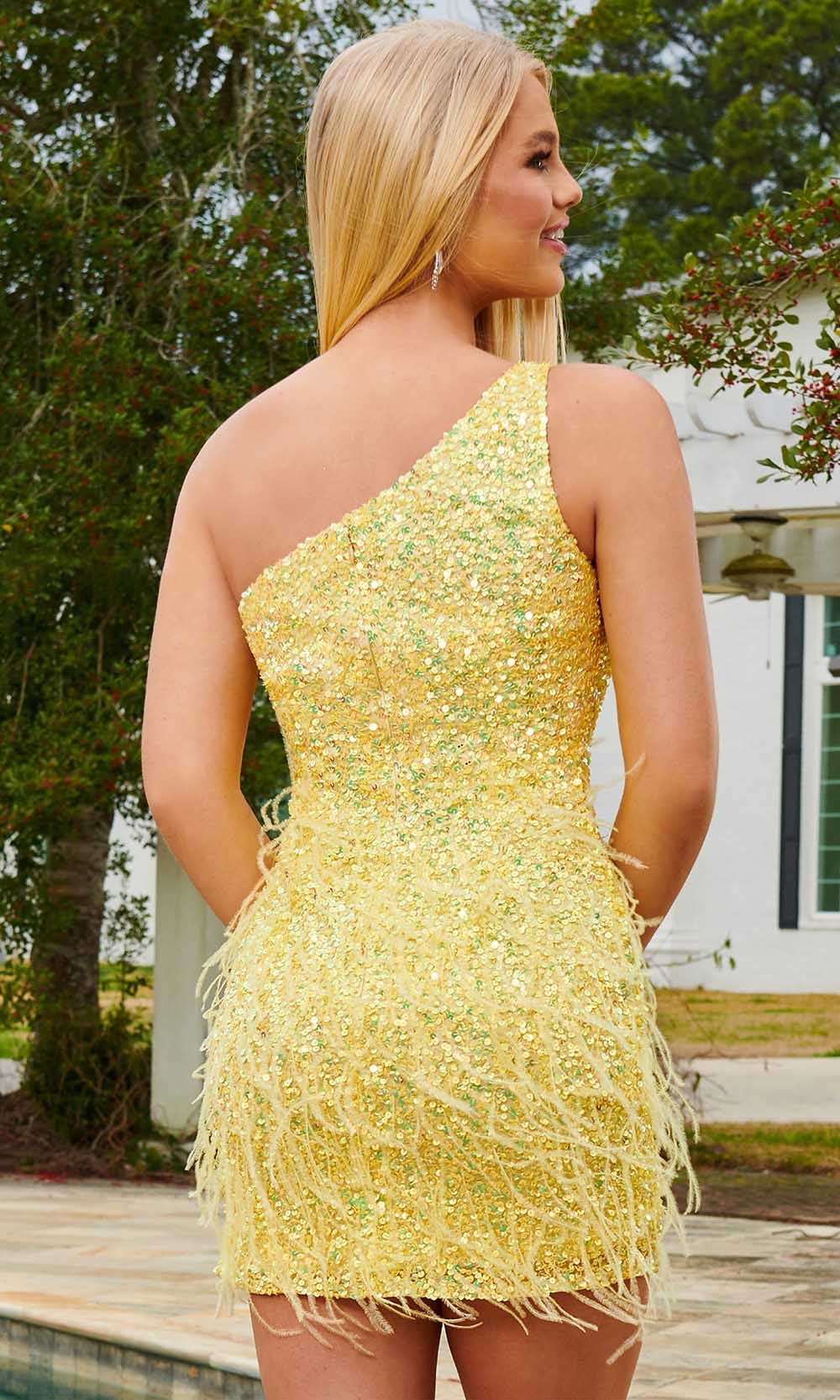 One-Shoulder Mini/Short Sequin Cocktail Bodycon Rachel Allan 40203