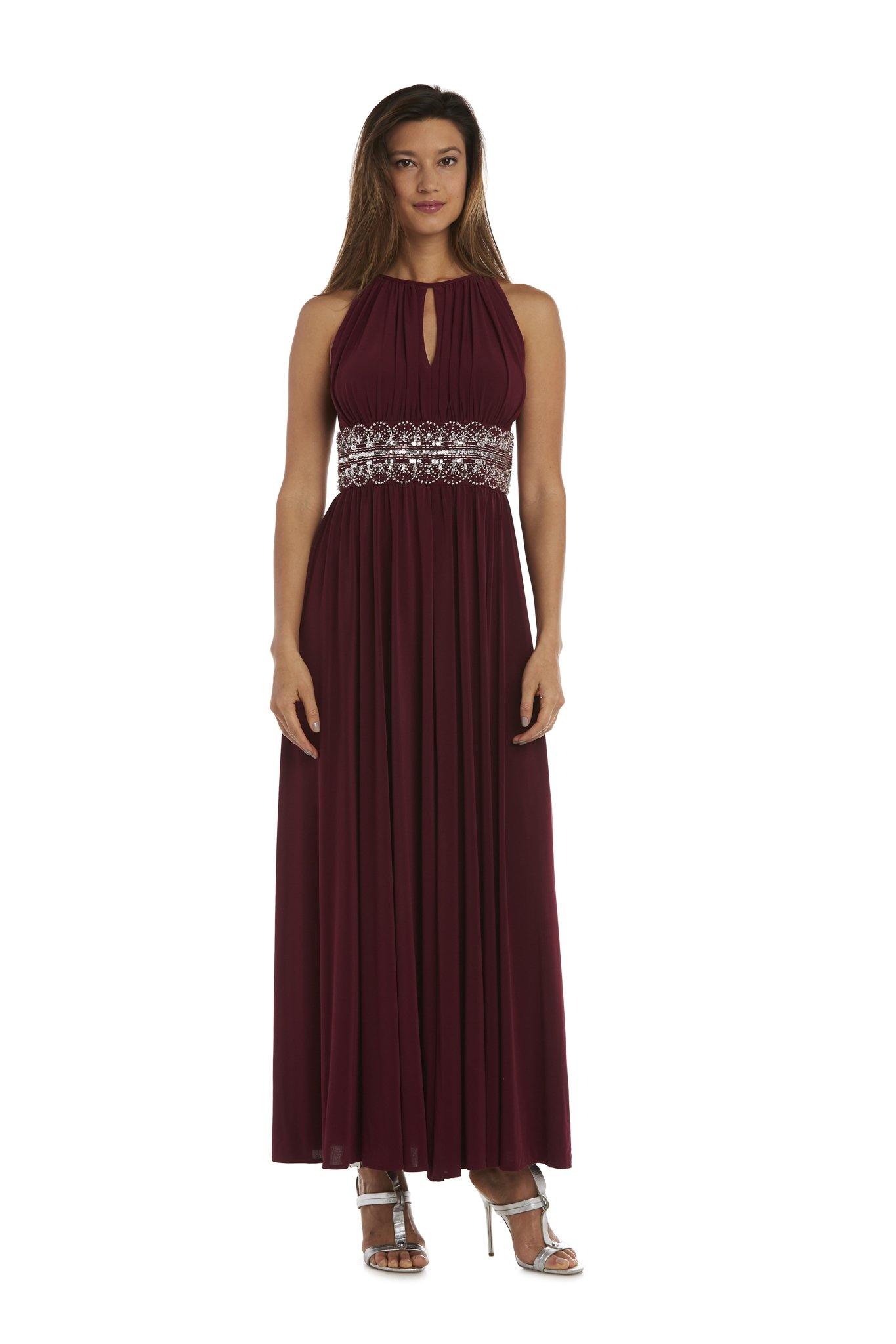 R&M Richards Long Formal Beaded Waist Dress 1328 - The Dress Outlet