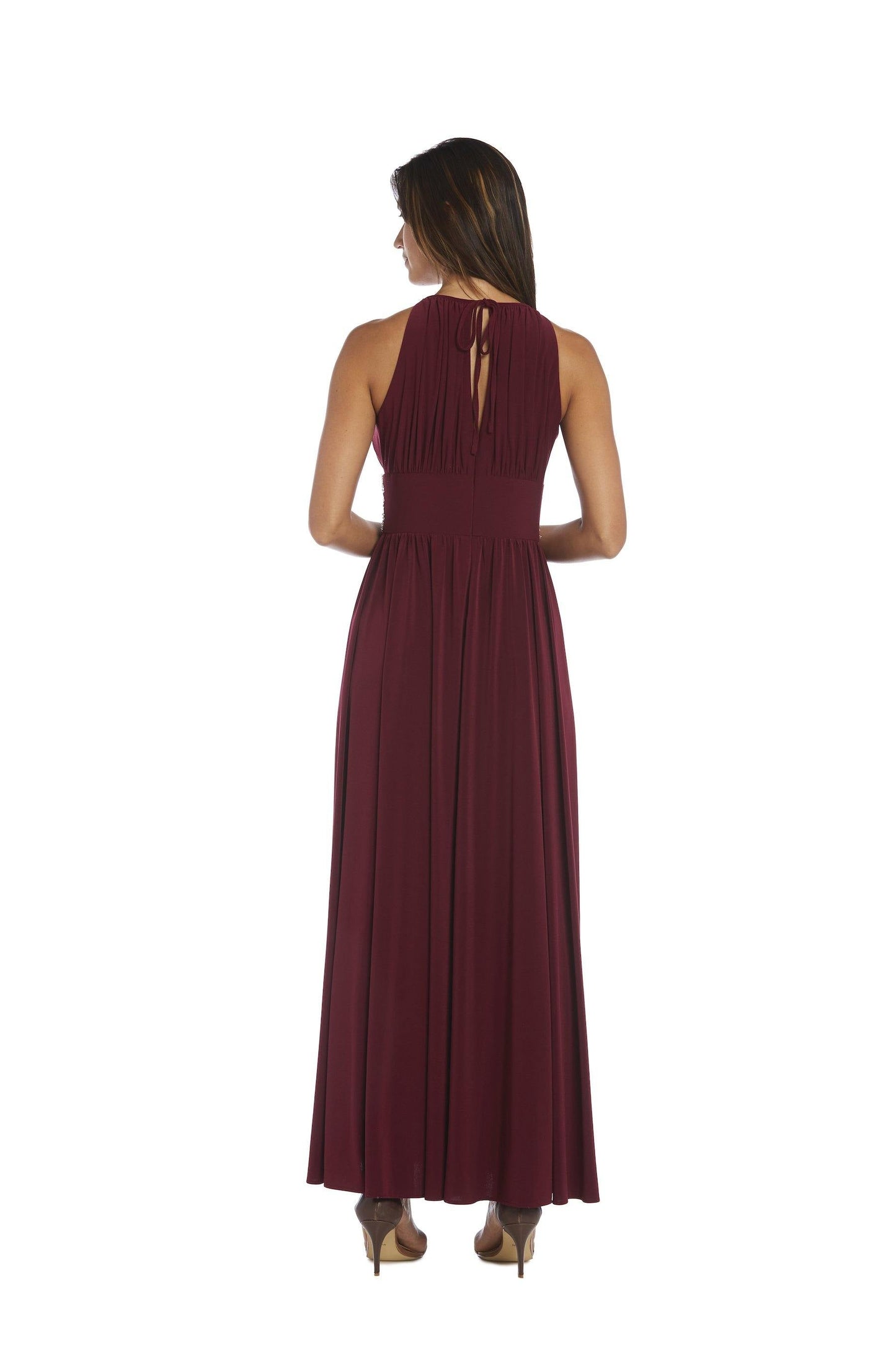 R&M Richards Long Formal Beaded Waist Dress 1328 - The Dress Outlet