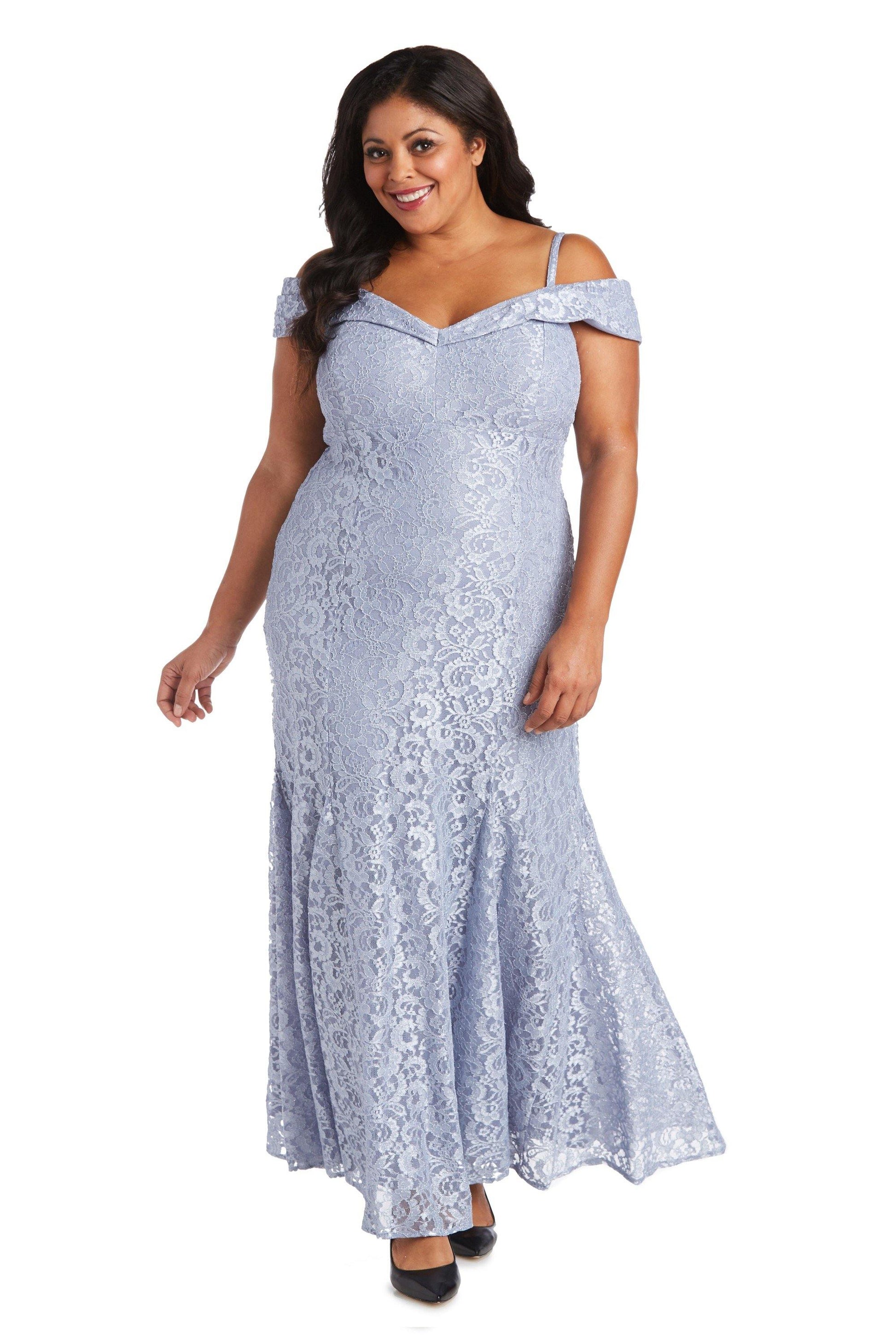 R&M Richards 2047W Plus Size Long Formal Lace Gown