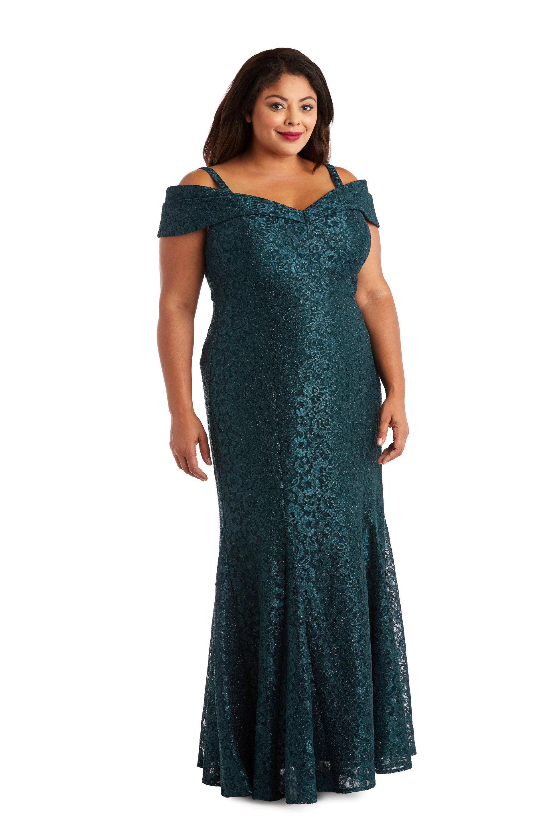 R&M Richards 2047W Plus Size Long Formal Lace Gown
