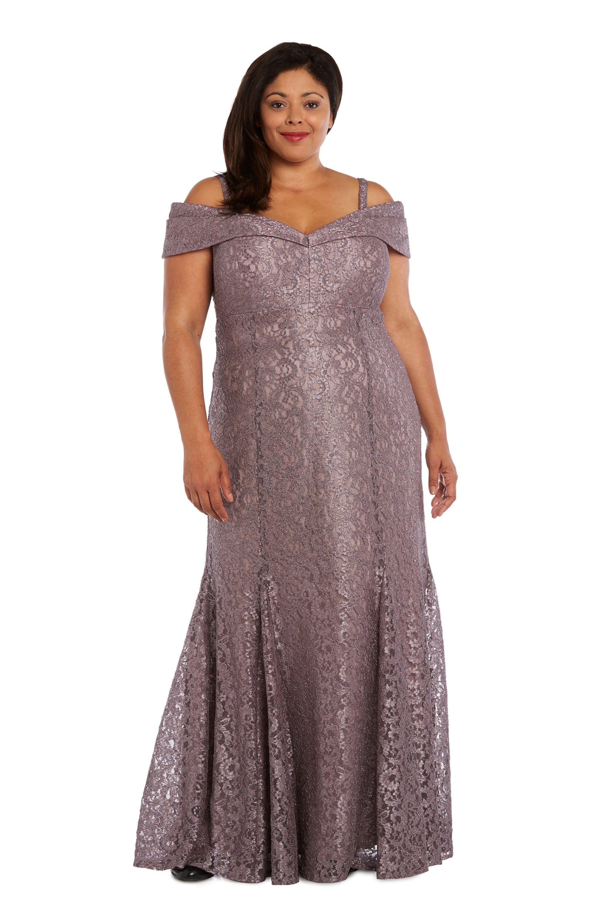 R&M Richards 2047W Plus Size Long Formal Lace Gown