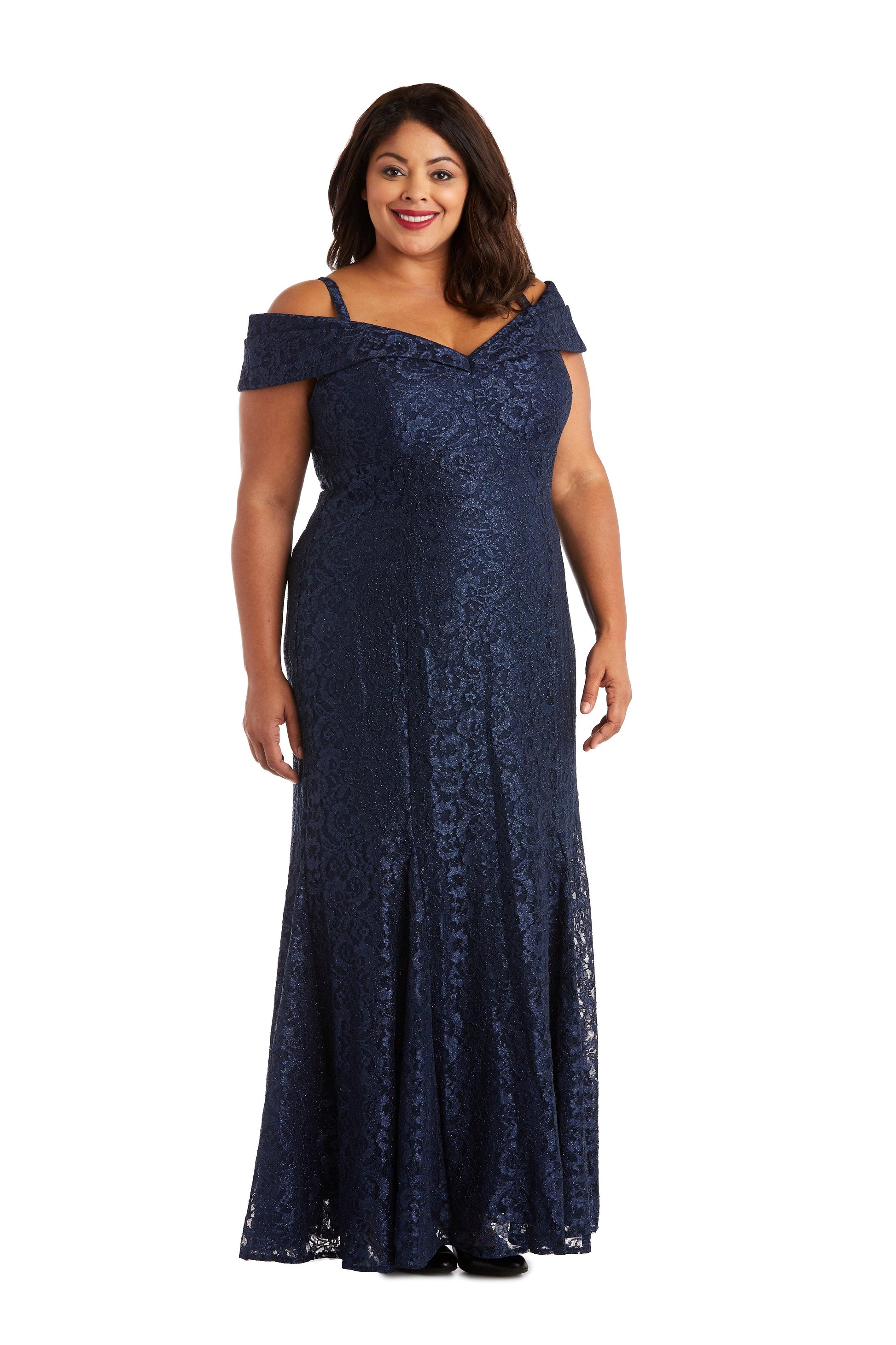 R&M Richards 2047W Plus Size Long Formal Lace Gown
