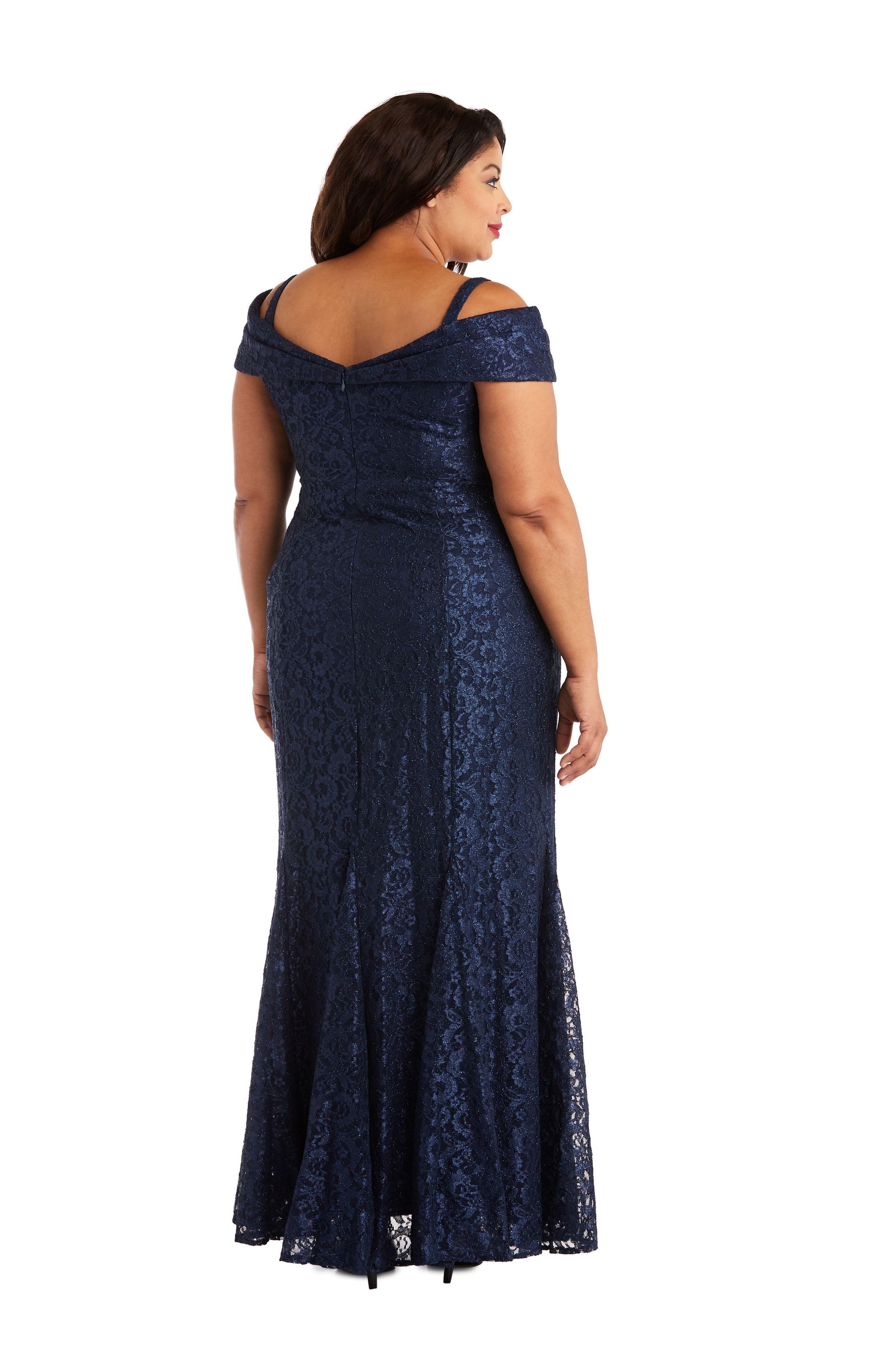 R&M Richards 2047W Plus Size Long Formal Lace Gown