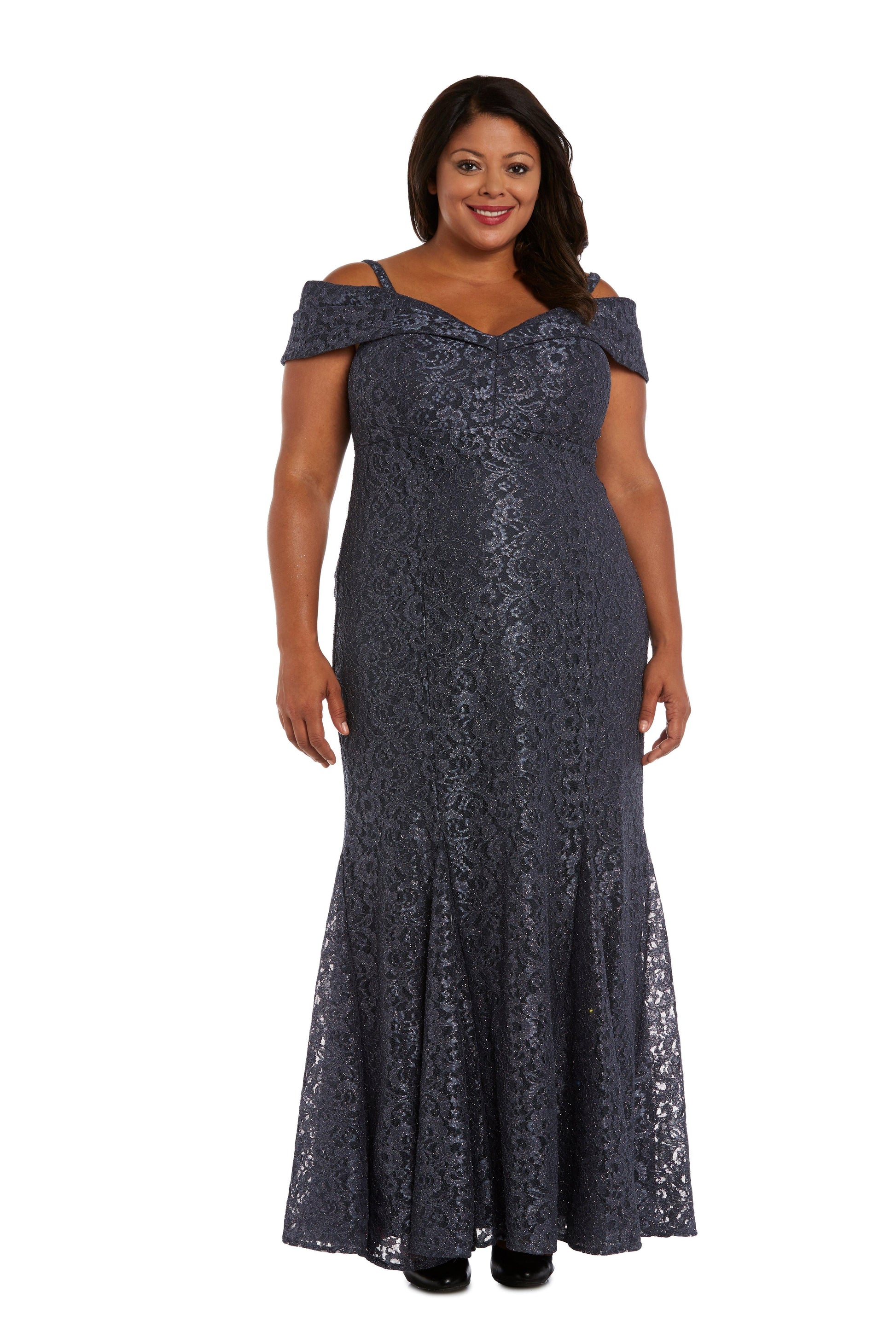 R&M Richards 2047W Plus Size Long Formal Lace Gown