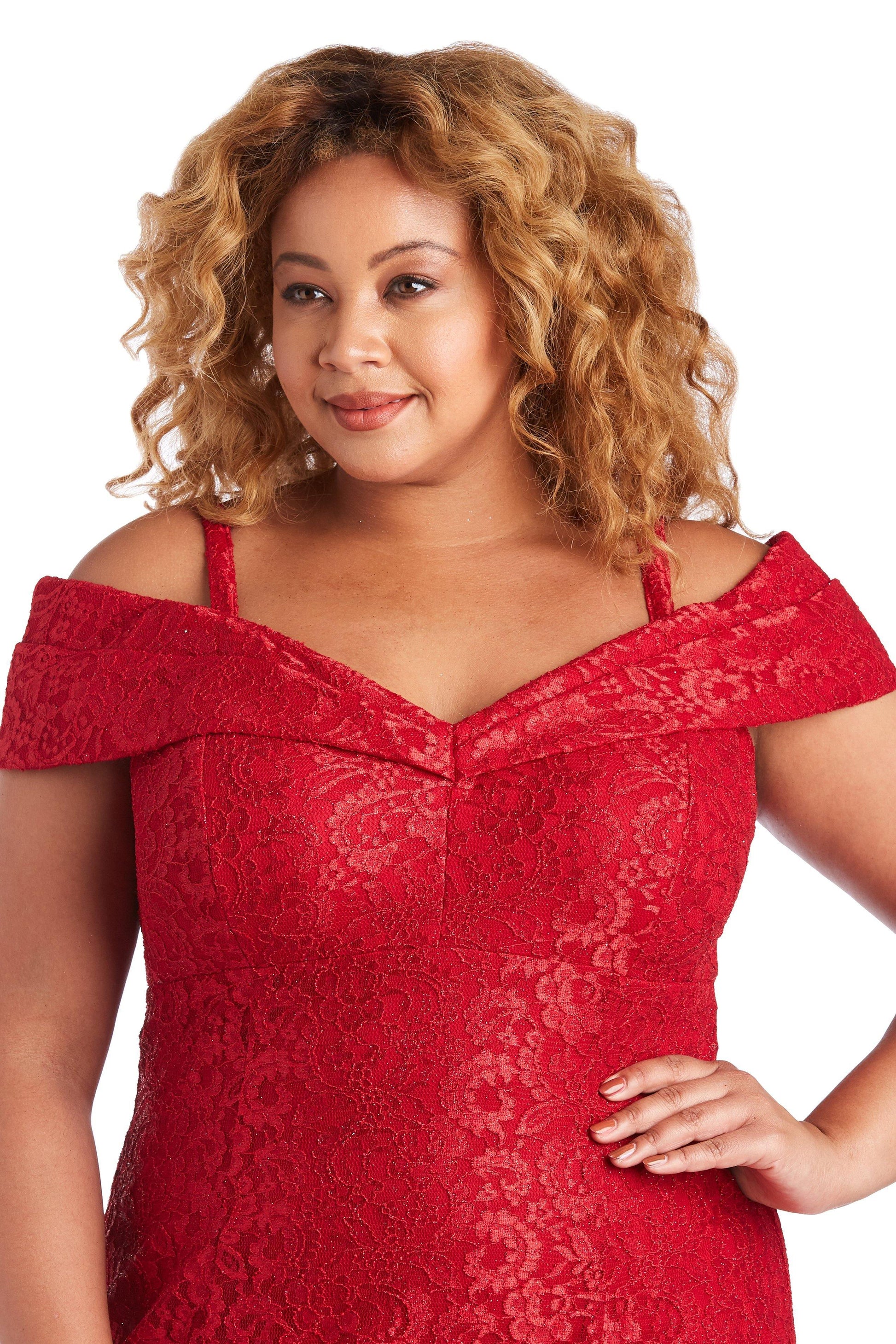 R&M Richards 2047W Plus Size Long Formal Lace Gown