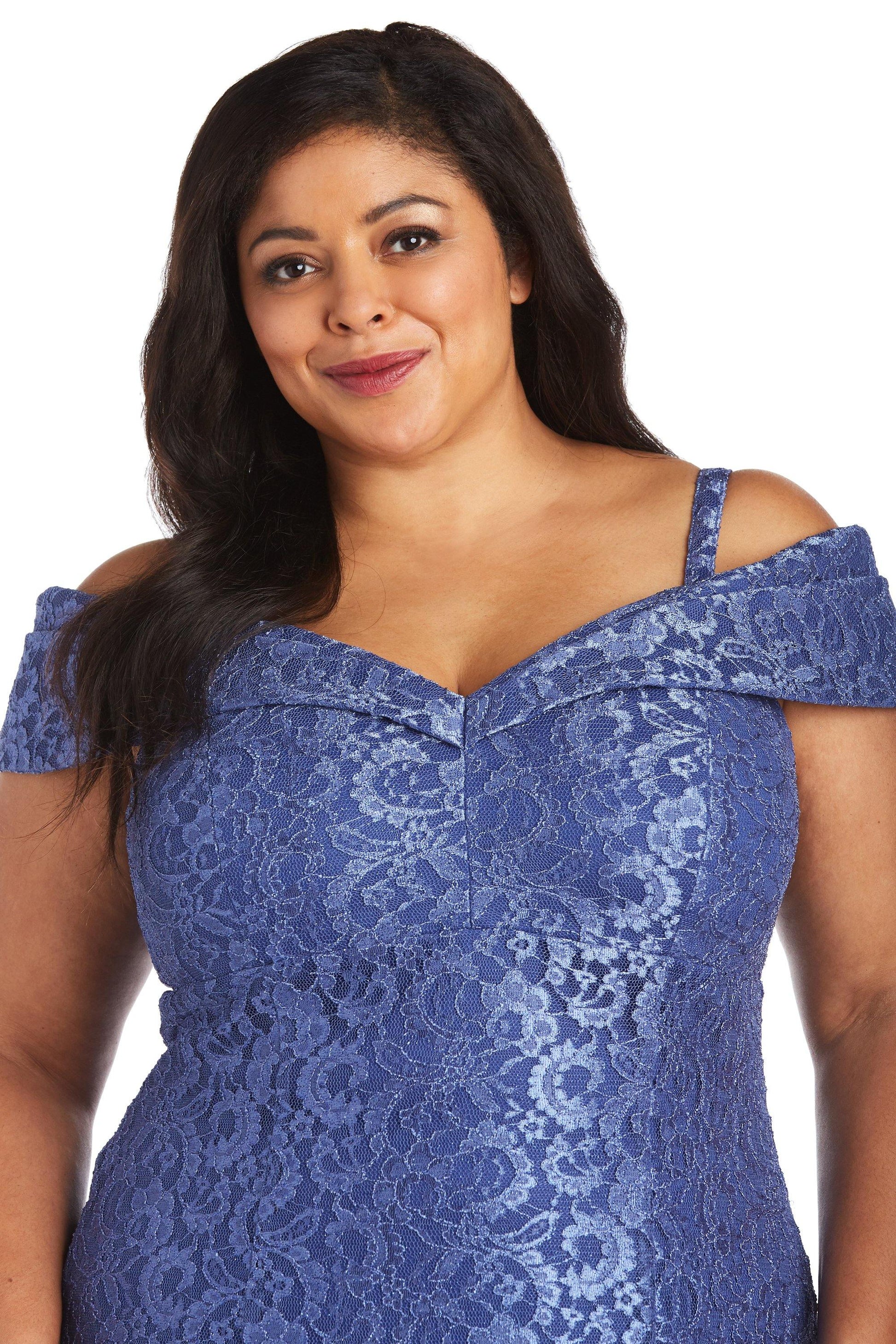 R&M Richards 2047W Plus Size Long Formal Lace Gown