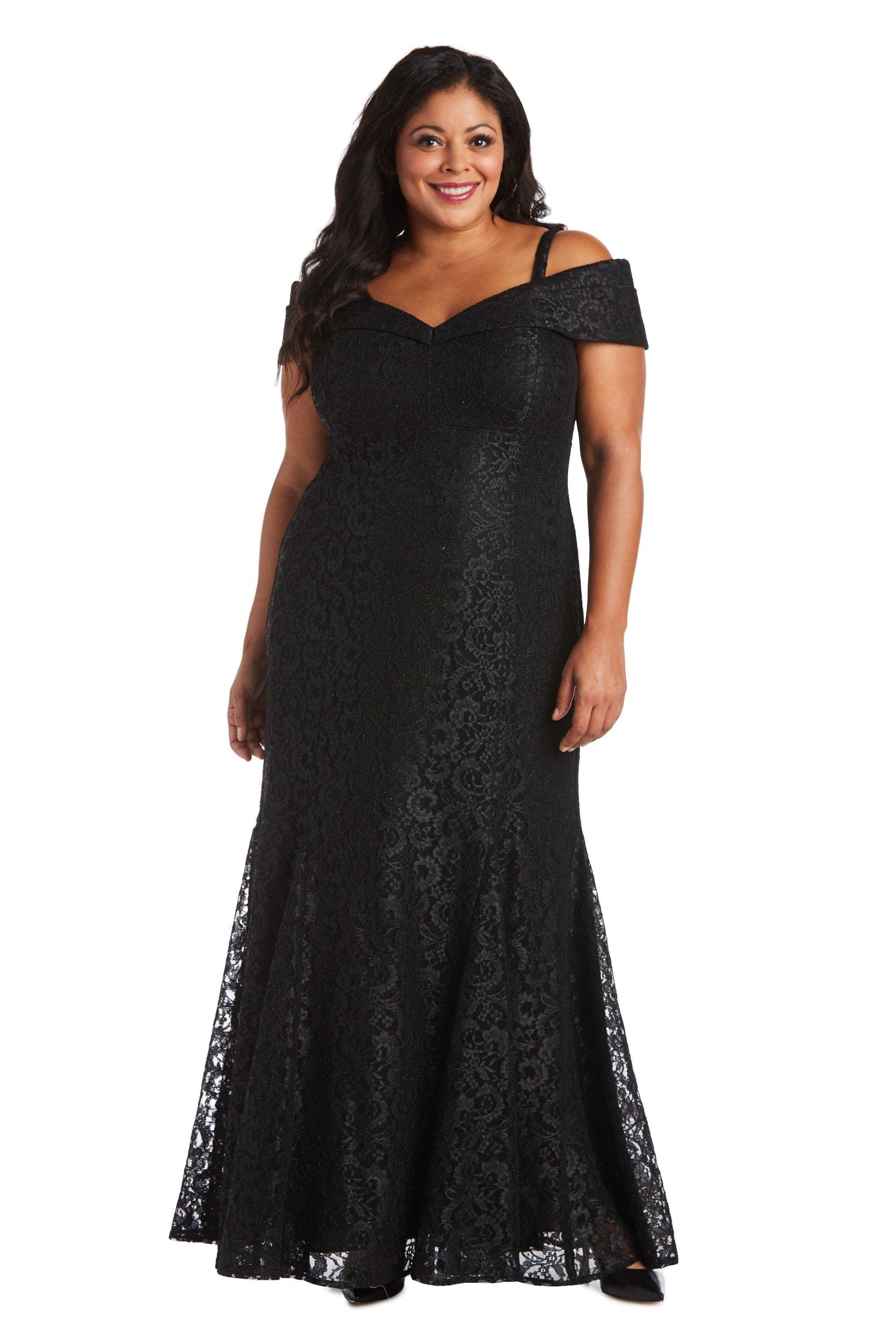 R&M Richards 2047W Plus Size Long Formal Lace Gown