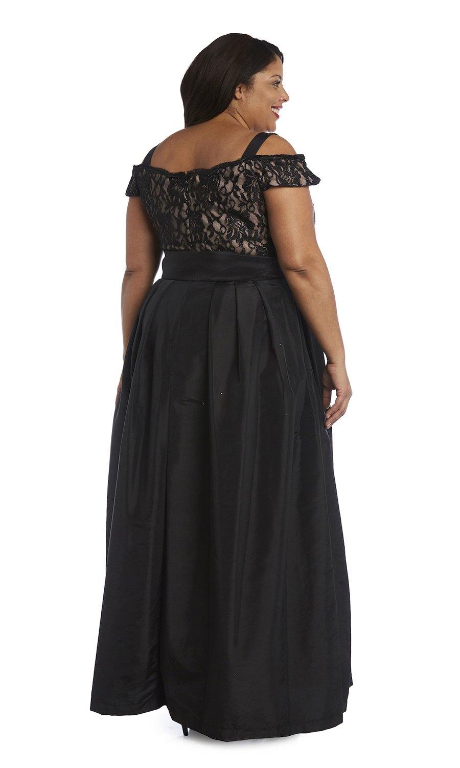 R&M Richards Long Plus Size Lace Top Dress 2056W - The Dress Outlet