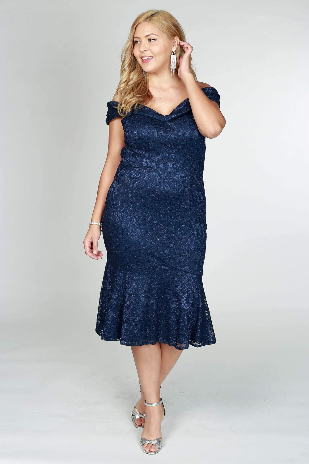R&M Richards Short Formal Lace Dress Navy - The Dress Outlet R&M Richards
