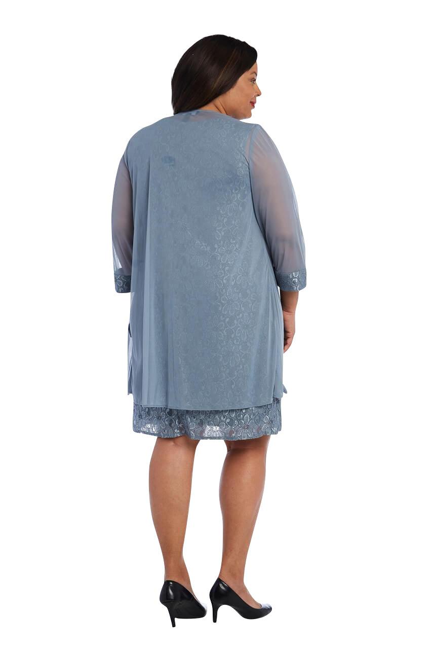 R&M Richards Short Lace Mother of the Bride Dress Slate