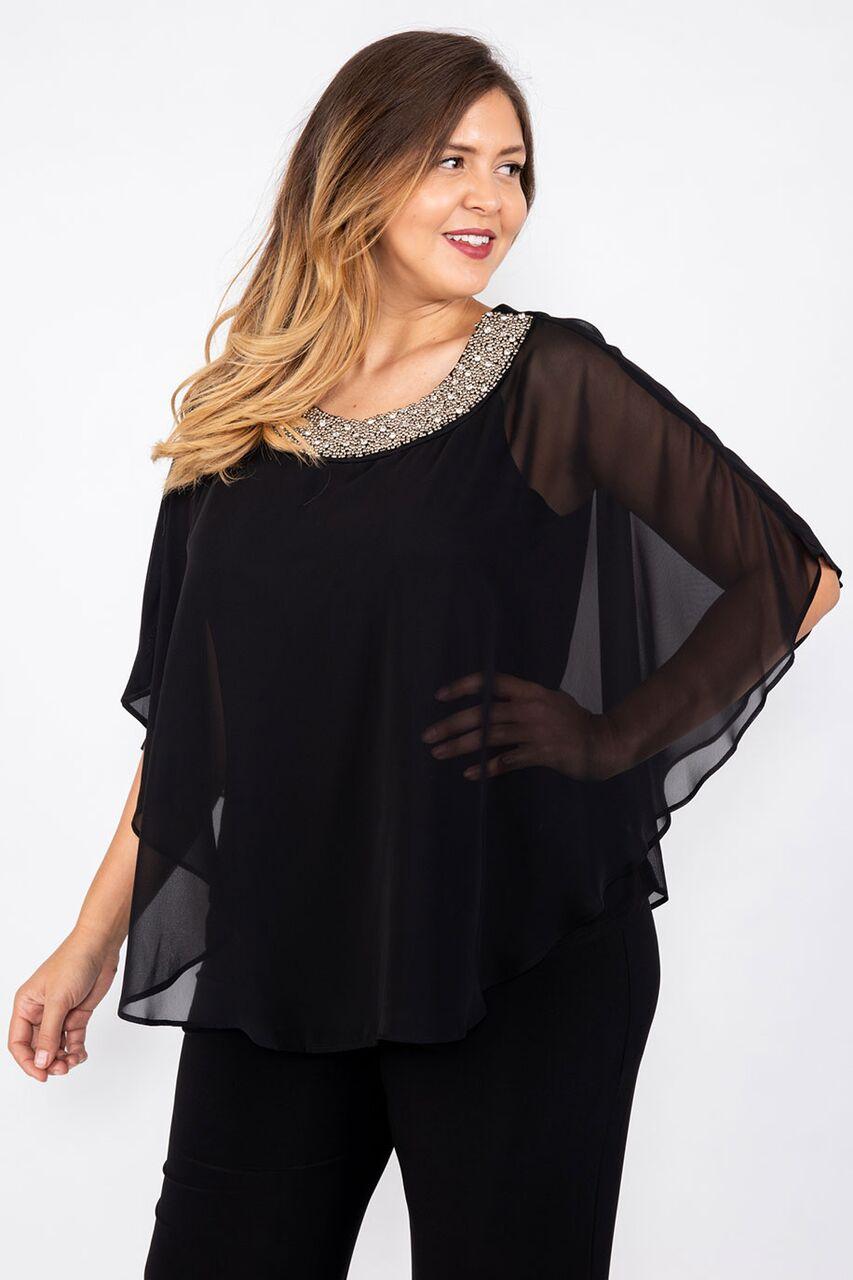 R&M Richards Plus Size Mother of the Bride Cape Pantsuit - The Dress Outlet R&M Richards