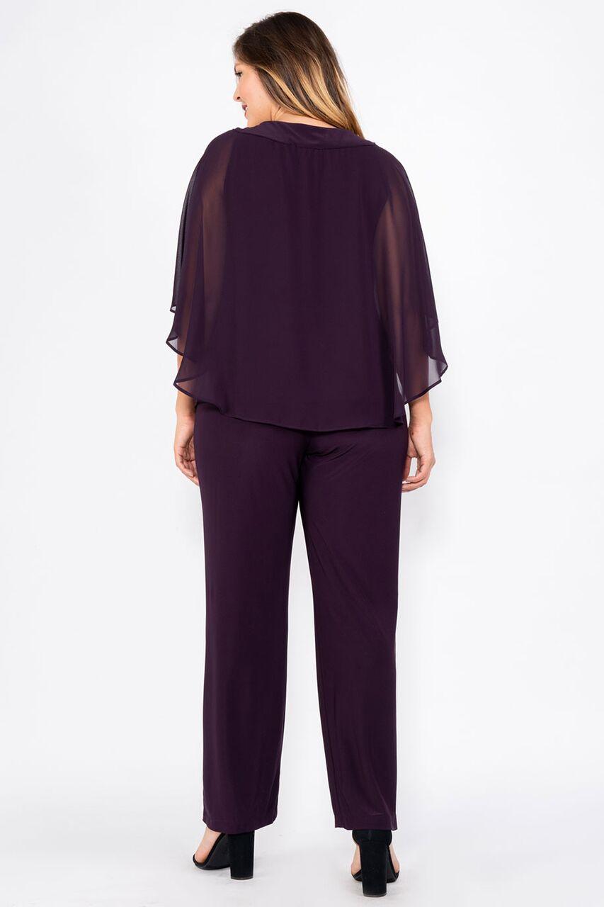 R&M Richards Plus Size Mother of the Bride Cape Pantsuit - The Dress Outlet R&M Richards