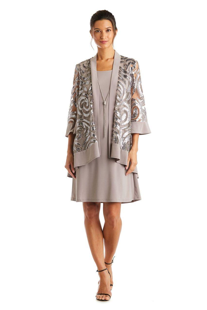 R&M Richards Short Cocktail Jacket 2 Piece Dress 2342 - The Dress Outlet