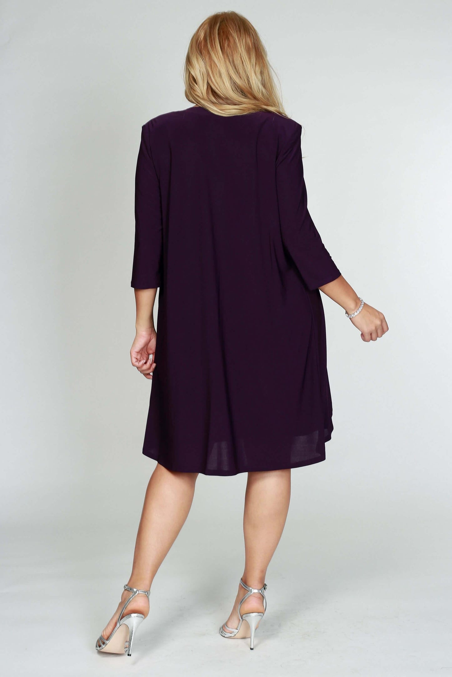 R&M Richards  Short Cocktail Lace Dress Eggplant - The Dress Outlet R&M Richards