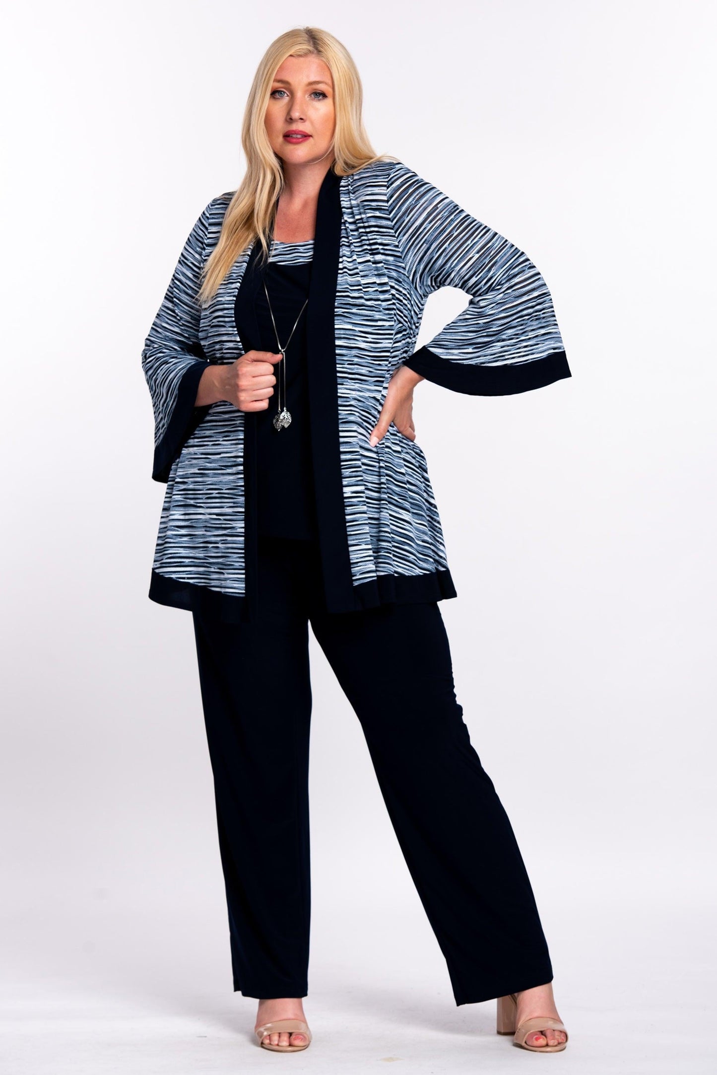 R&M Richards Plus Size Jacket Pants Suit Navy - The Dress Outlet R&M Richards