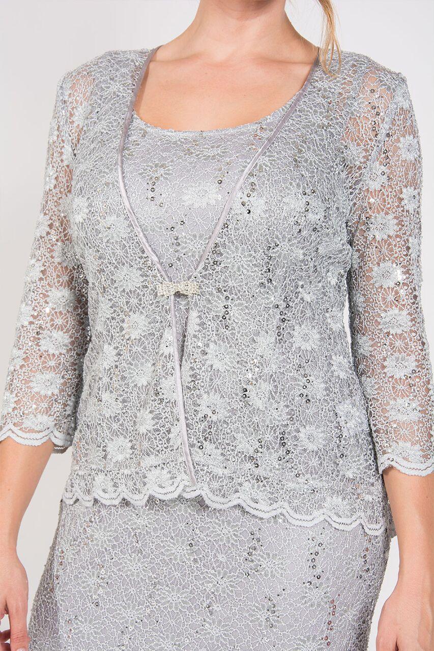 R&M Richards Long Mother of the Bride Formal Dress Lace Jacket - The Dress Outlet R&M Richards