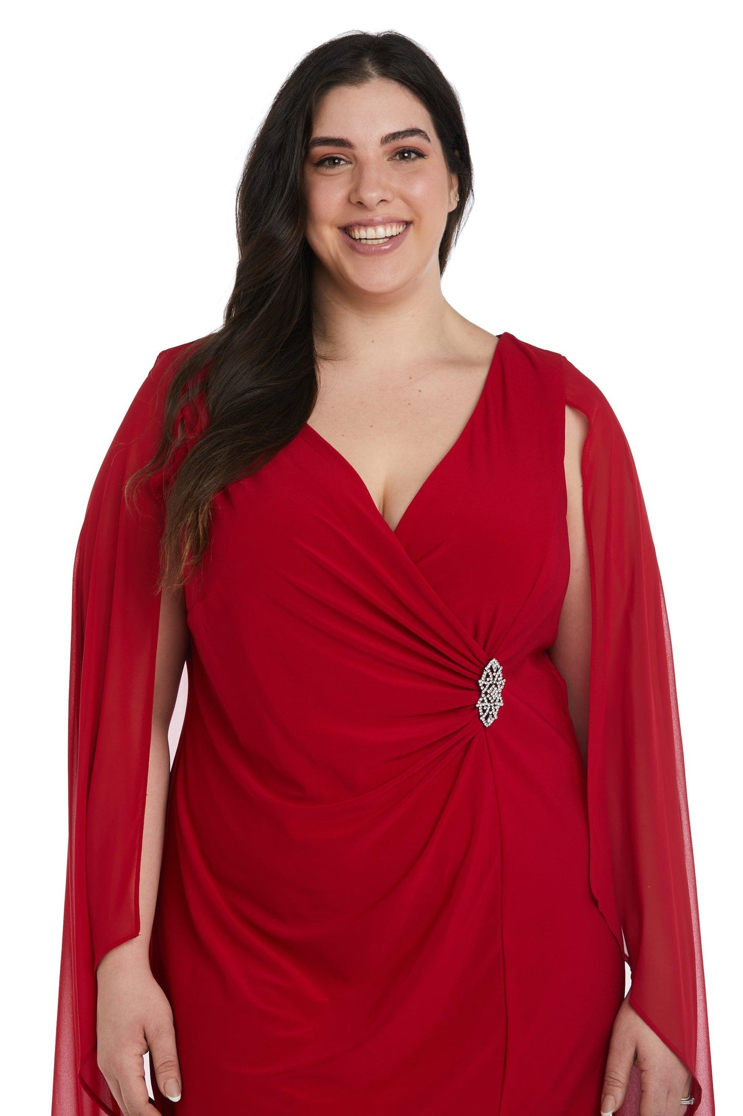 R&M Richards Short Plus Size Cape Dress 5806W - The Dress Outlet