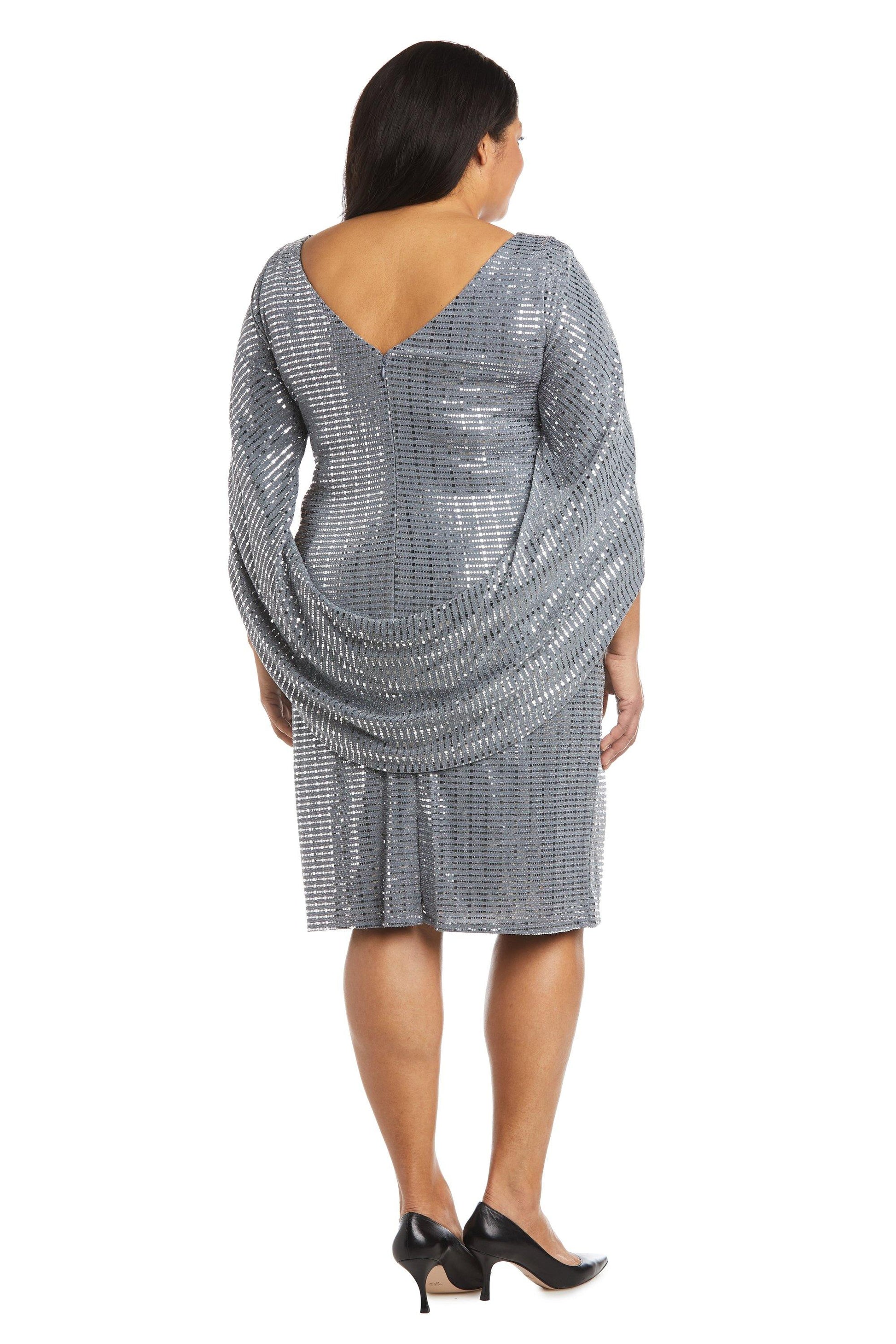 R&M Richards 5861W Short Plus Size Metallic Dress