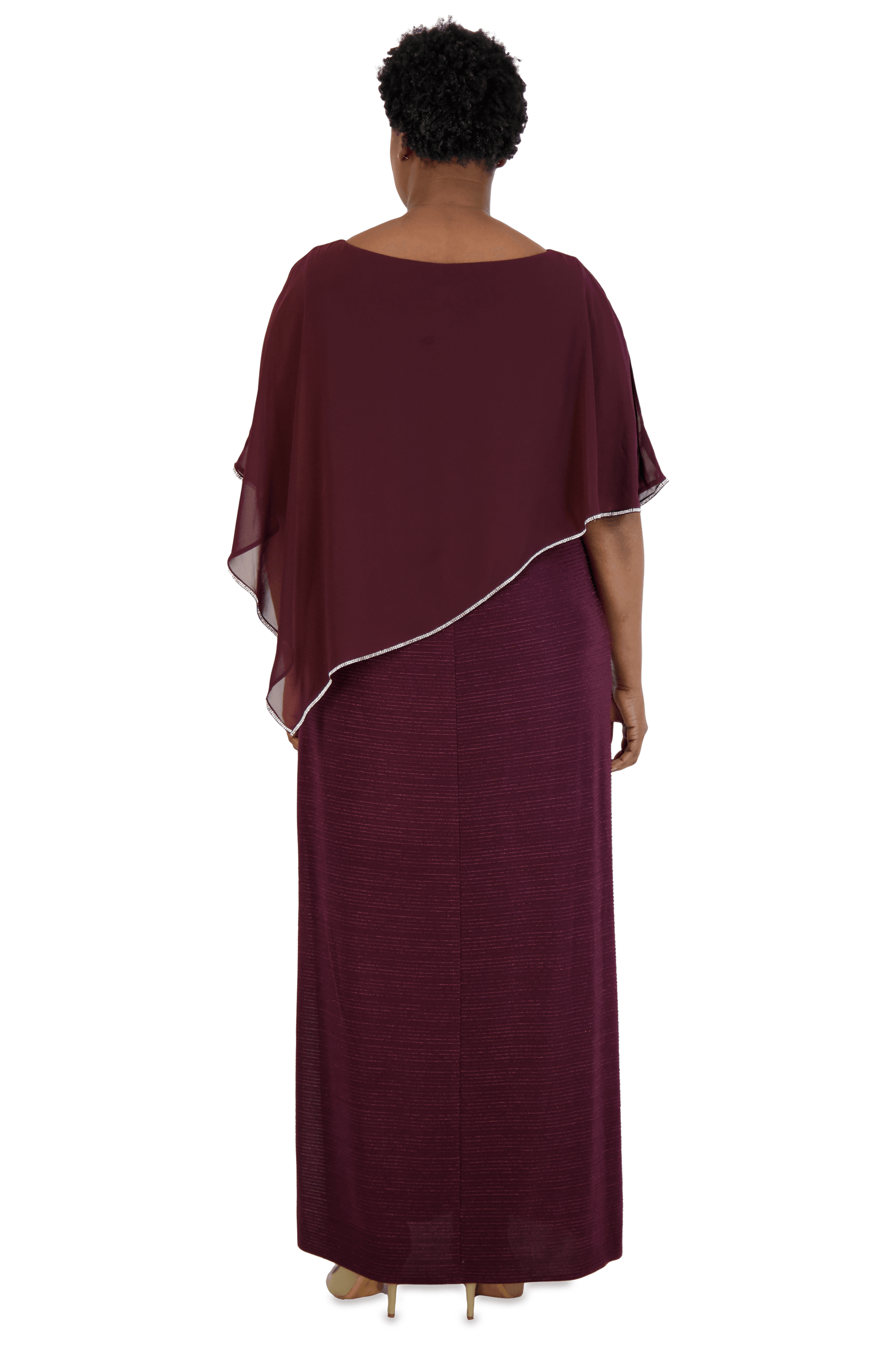 R&M Richards 7076W Long Plus Size Poncho Dress