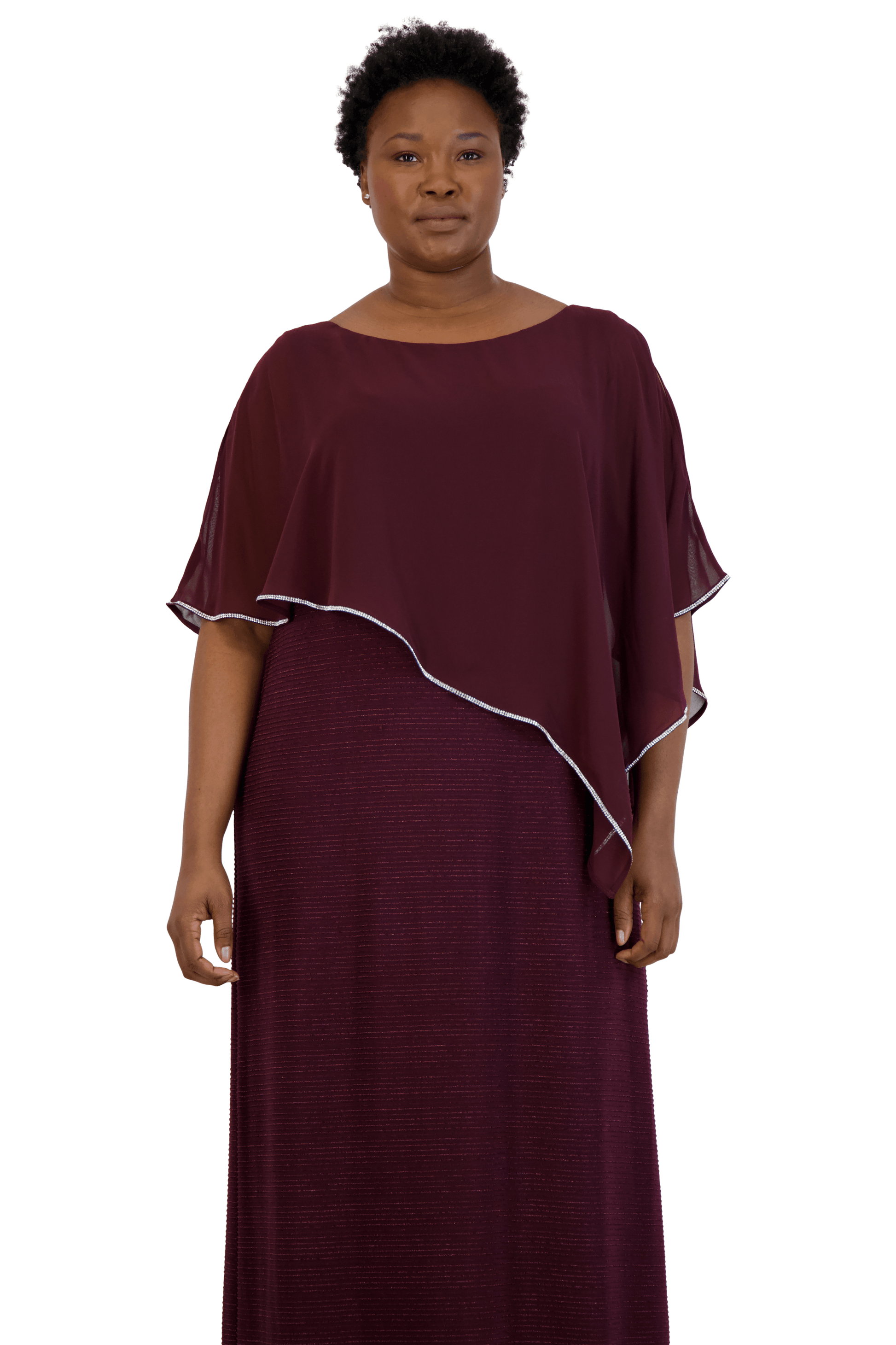 R&M Richards 7076W Long Plus Size Poncho Dress