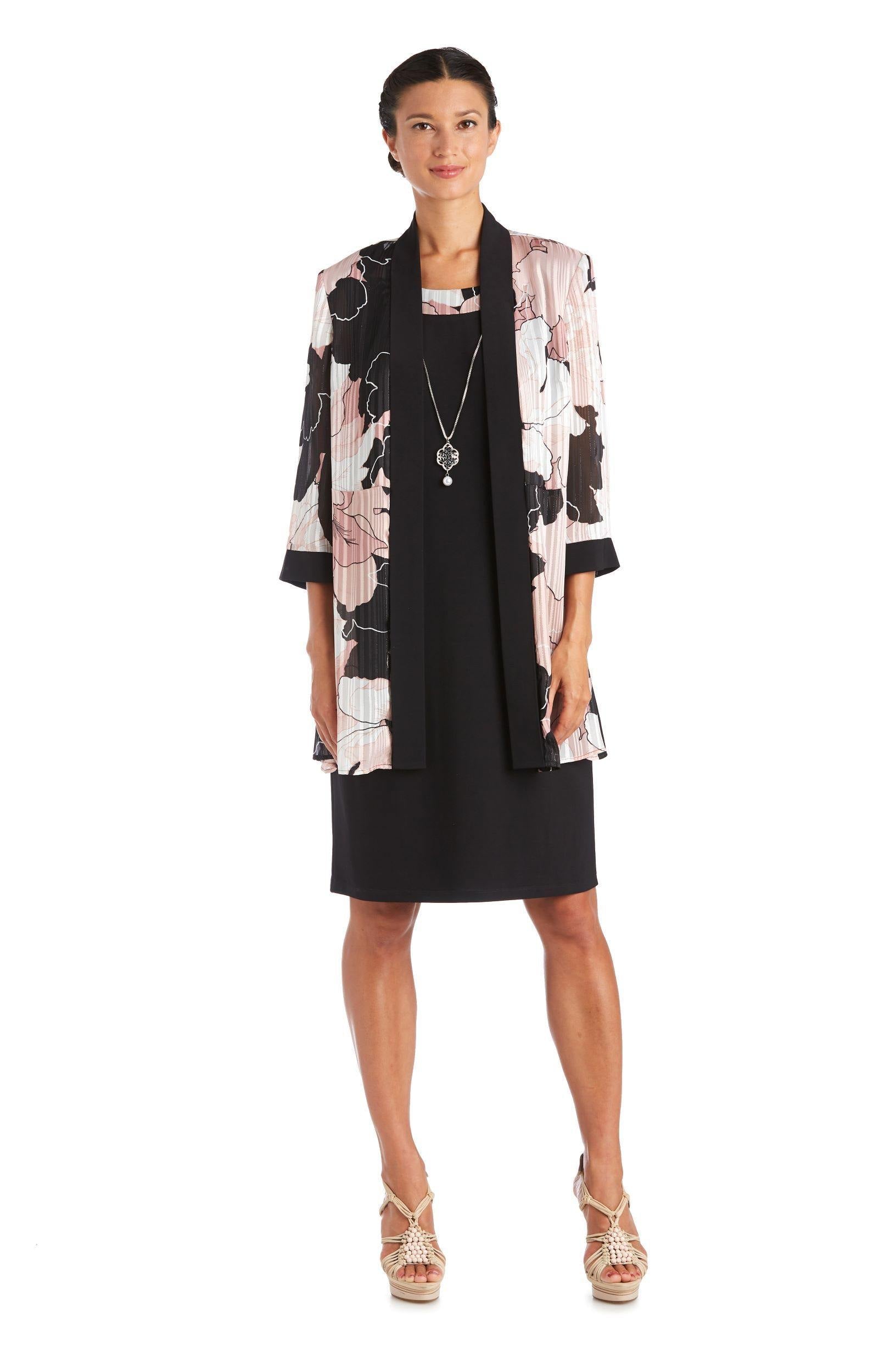 Black/Pink R&M Richards 7139 Two Piece Print Jacket Short Dress for $64 ...