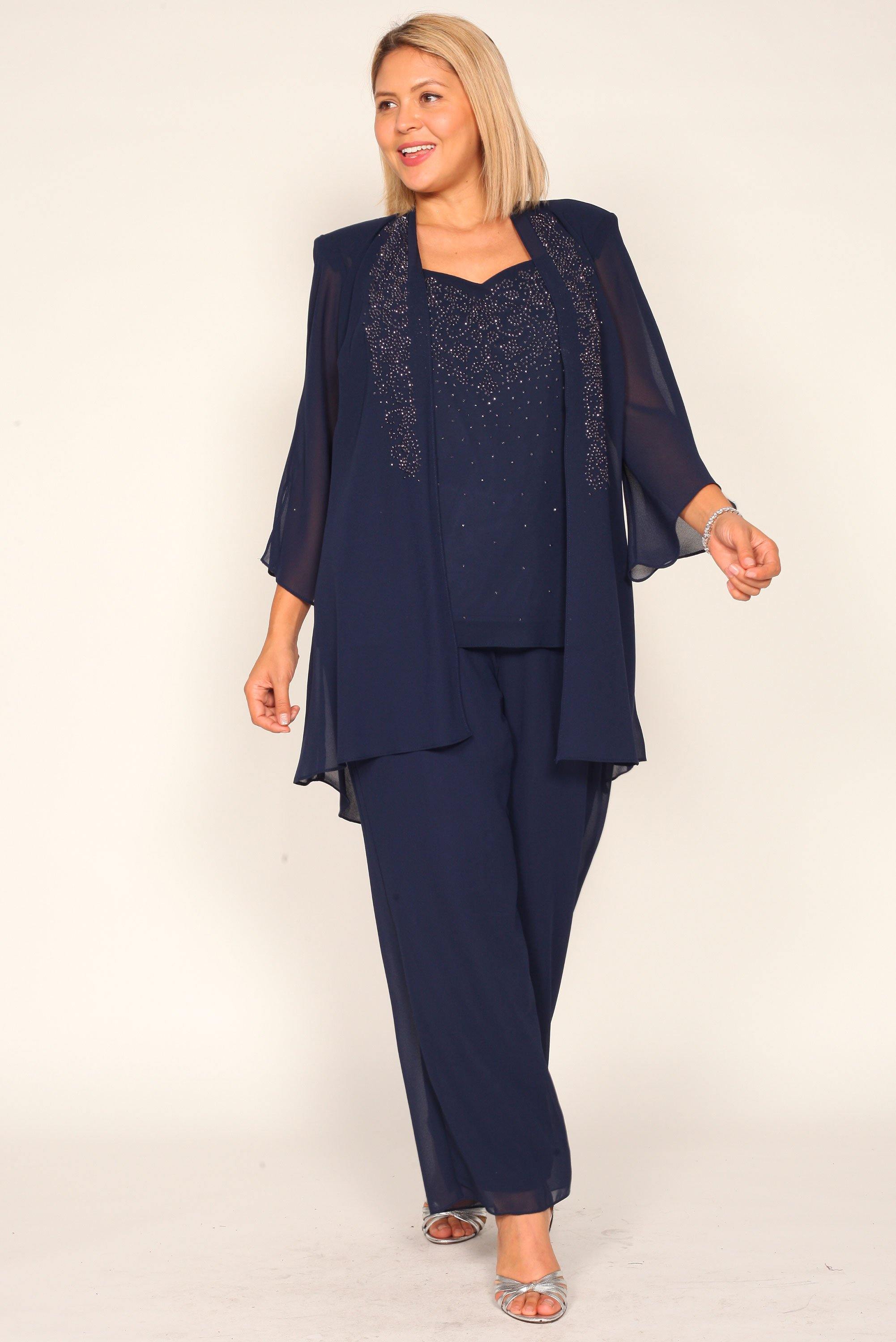 R&M Richards Plus Size Jacket Pant Suit 7216W - The Dress Outlet