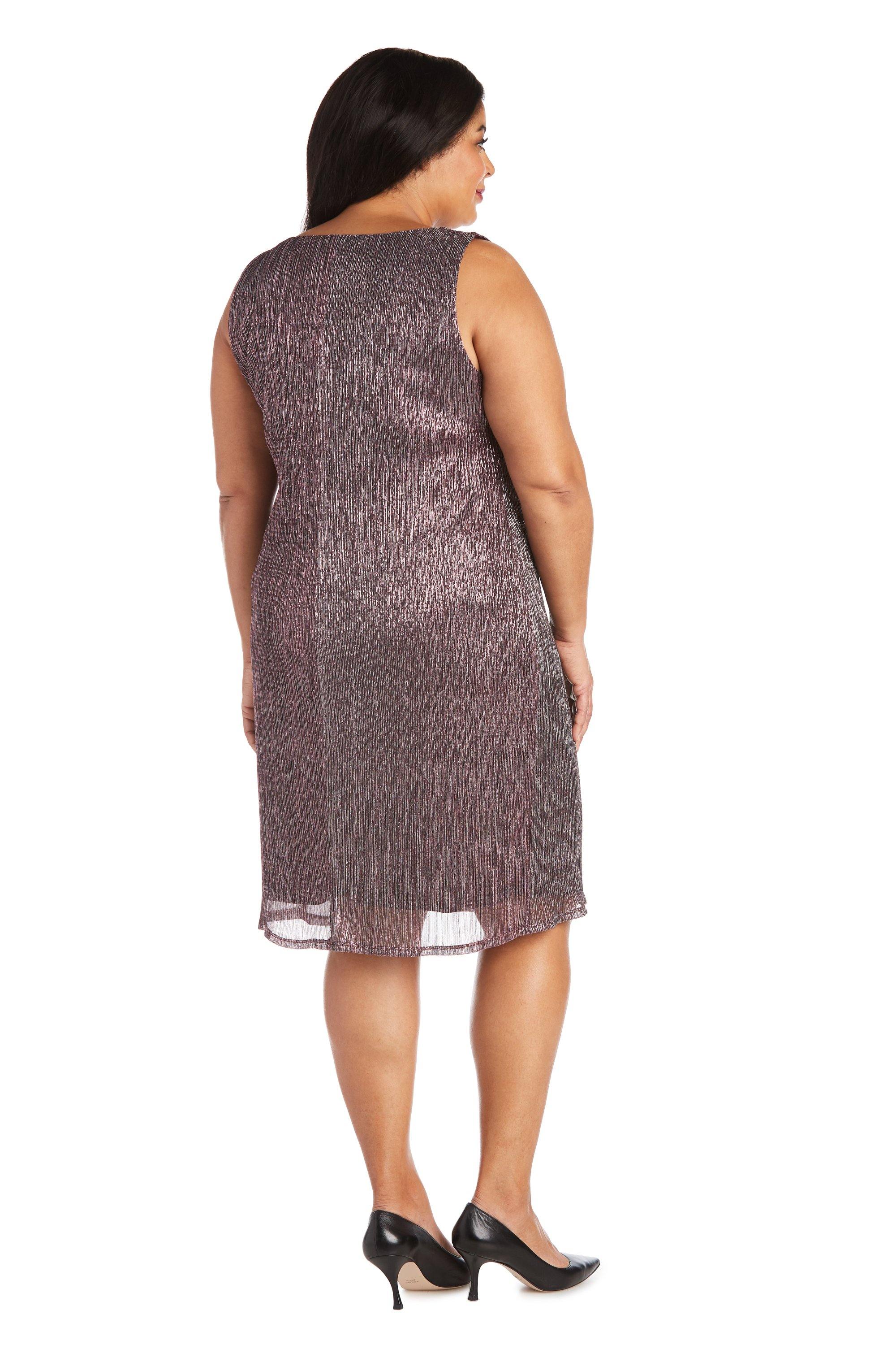 R&M Richards Short Plus Size Metallic Dress 7261W - The Dress Outlet